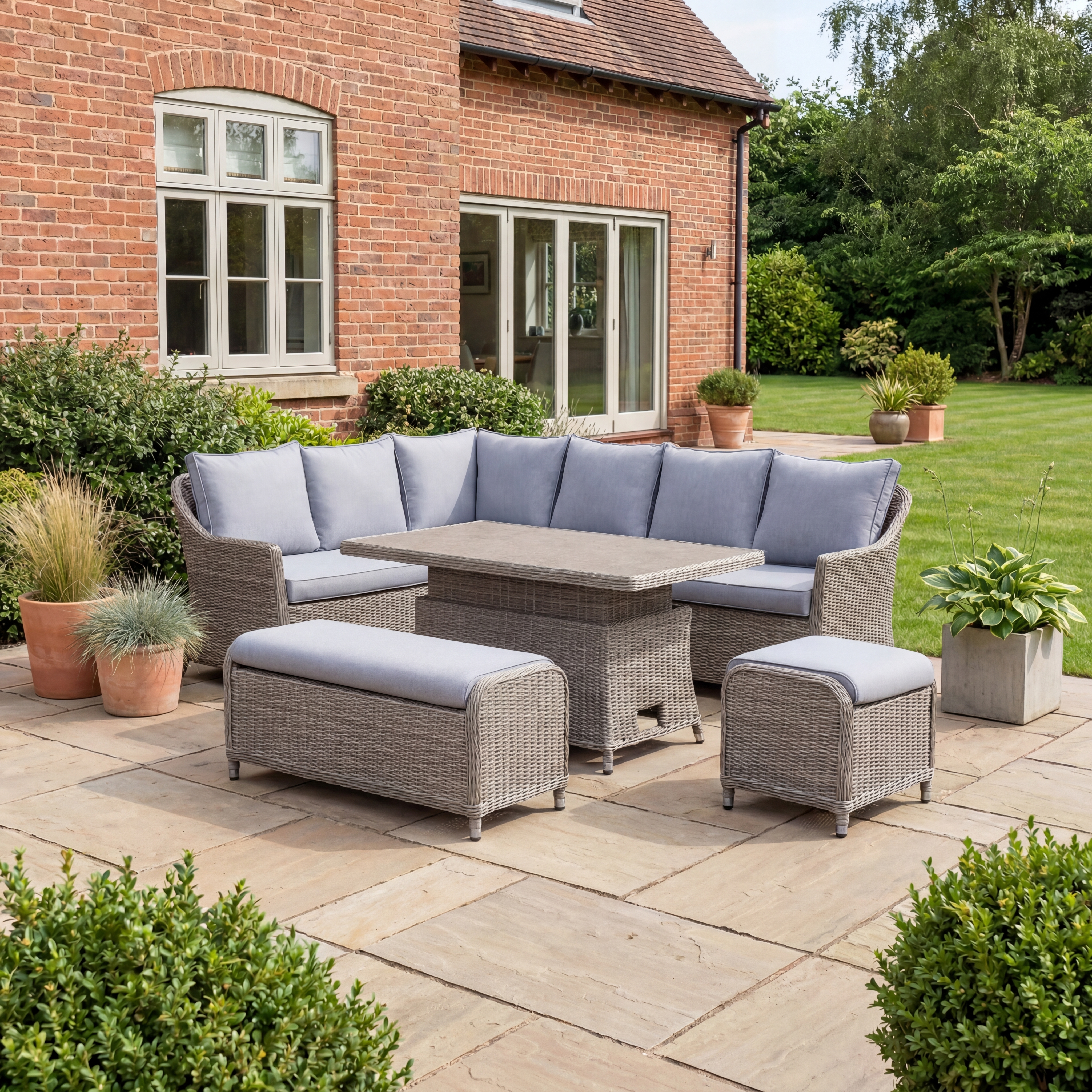 Nova - Ivy Left Hand Corner Sofa Lounge Dining Set with Rectangular Rise & Fall Table thumbnail 2