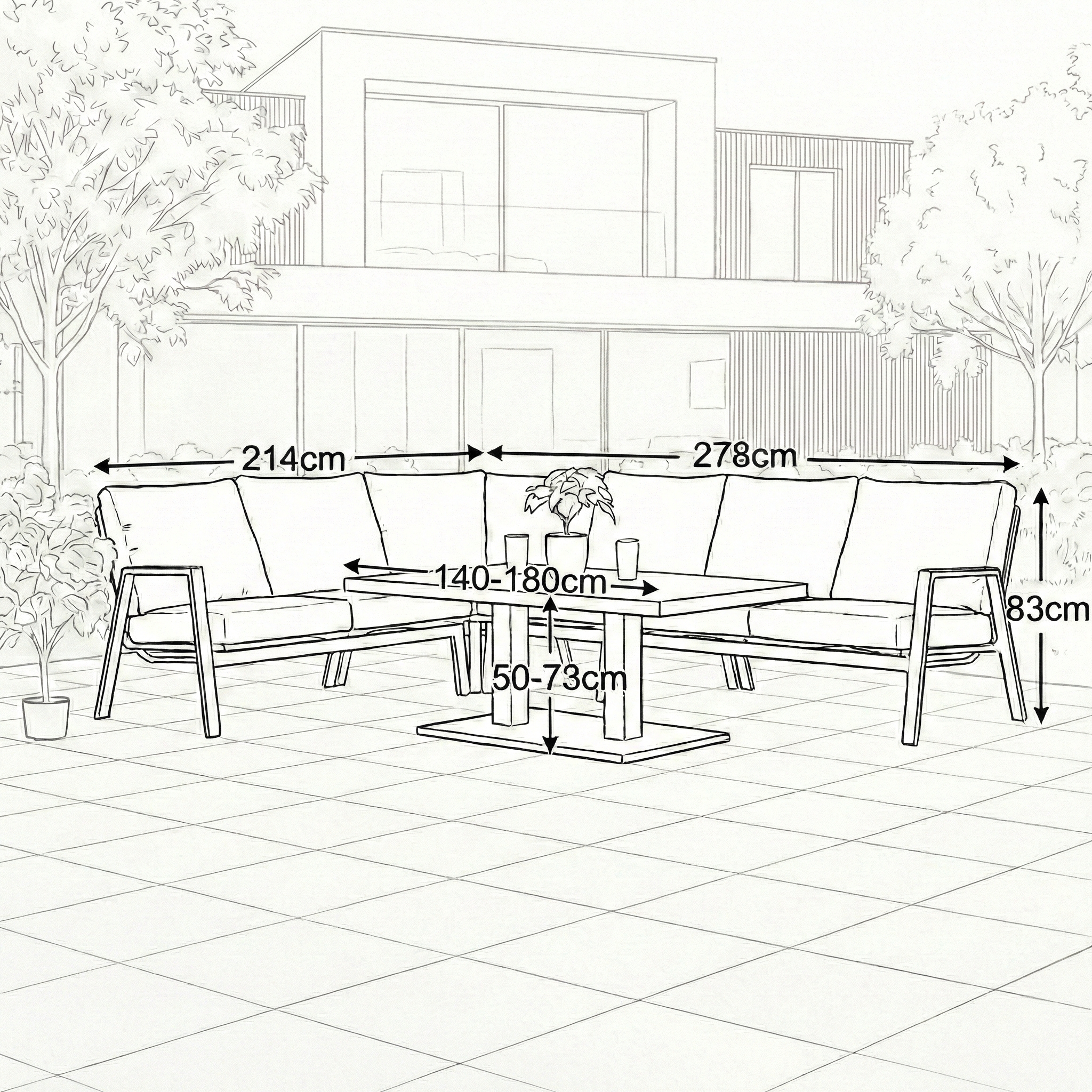 Nova - Zara L-Shaped Corner Sofa Lounge Dining Set with Rectangular Extending Rising Table thumbnail 8