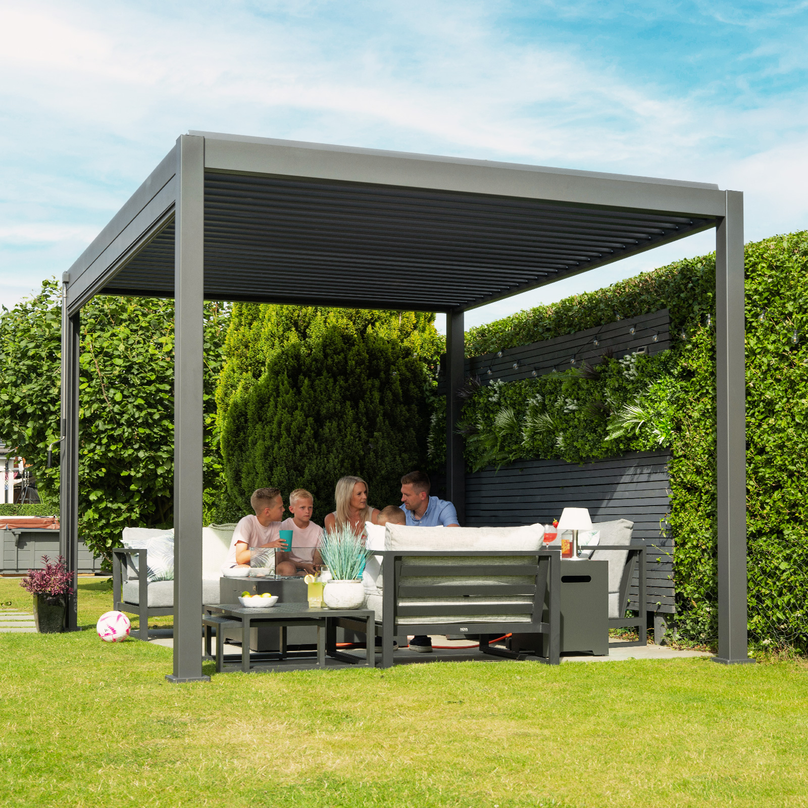 Nova - Titan Freestanding Aluminium Pergola - 4m x 3m Rectangular - Grey thumbnail 2