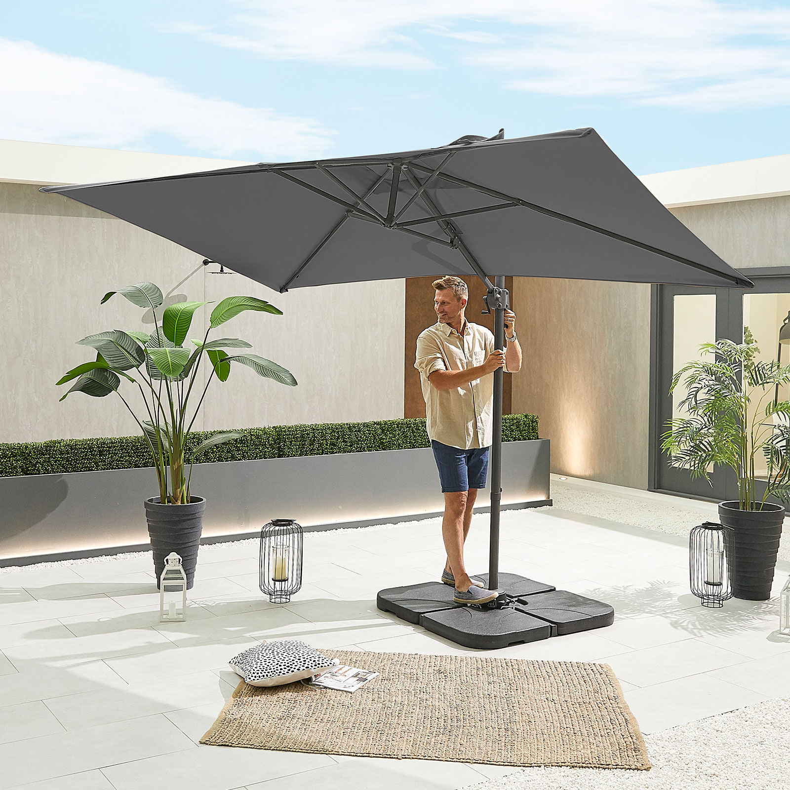 Nova - Apollo Cantilever Parasol - 3m x 2m Rectangular - Grey thumbnail 4