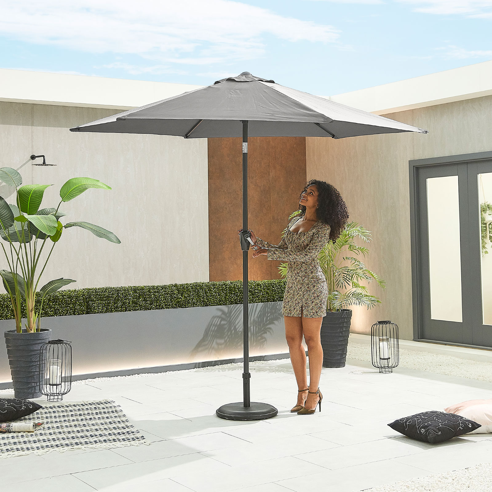 Nova - Antigua Aluminium Parasol - 2.7m Round - Grey thumbnail 2