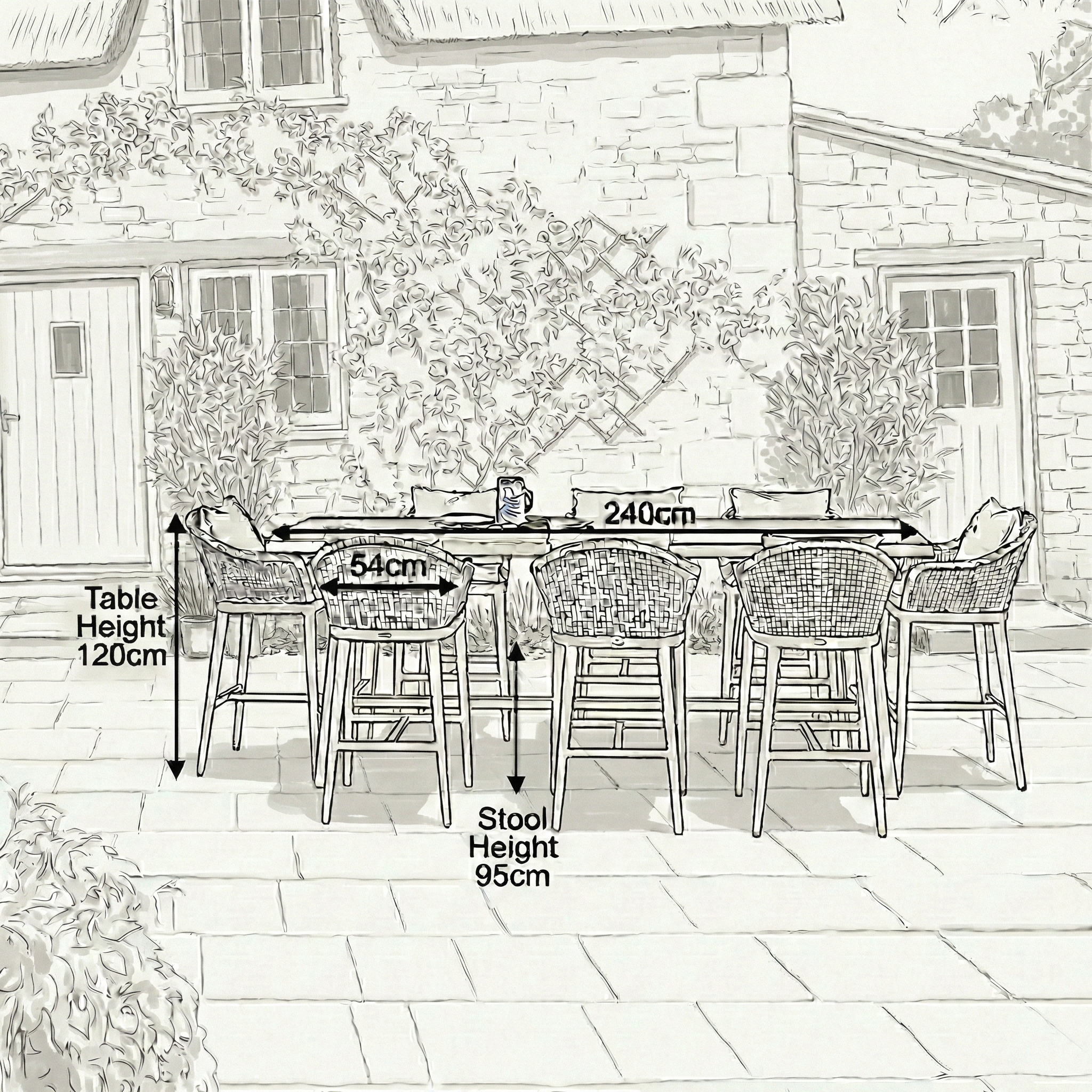 Nova - Summer 8 Seat High Dining Set - 2.4m x 1.0m Rectangular Table thumbnail 14