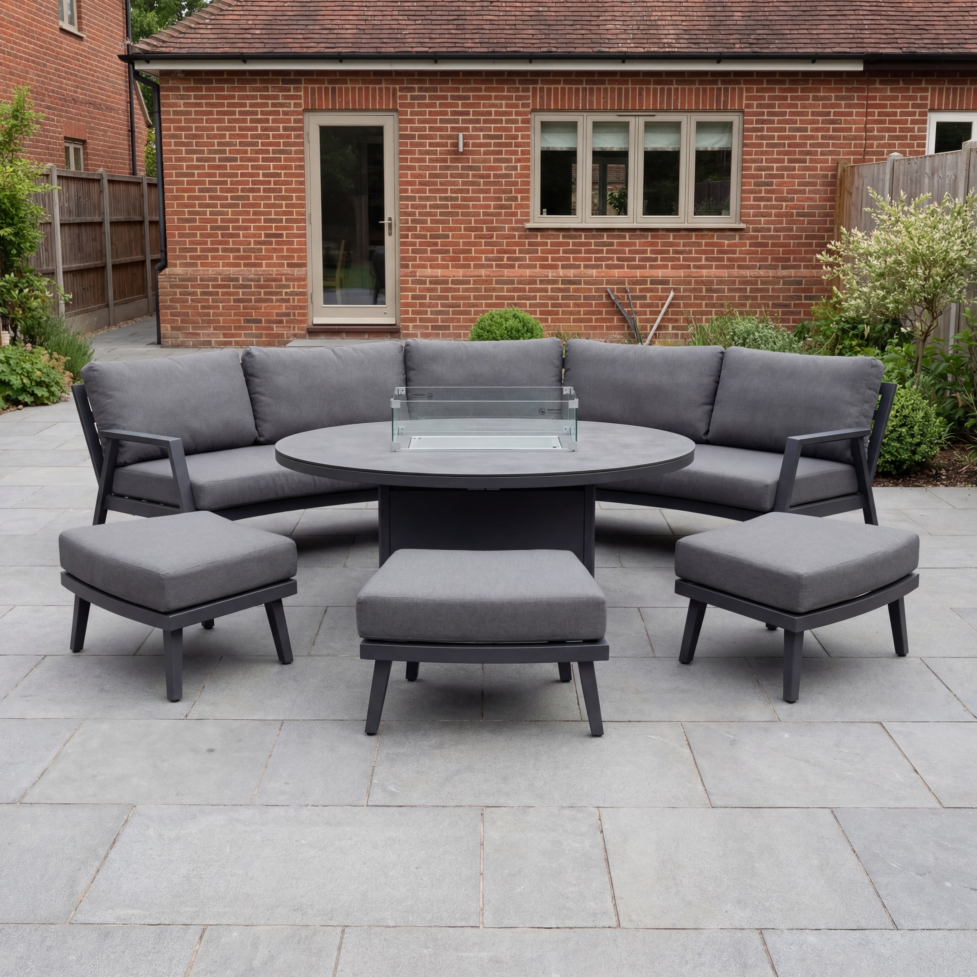 Nova - Phoenix Large Curved Sofa Dining Set with Oval Fire Pit thumbnail 1