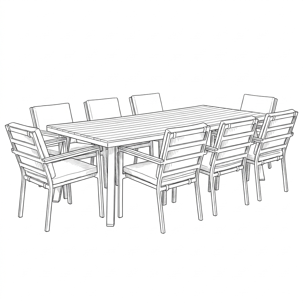 Nova - Heidi 8 Seat Dining Set - 2.2 x 1.0m Rectangular Table thumbnail 4