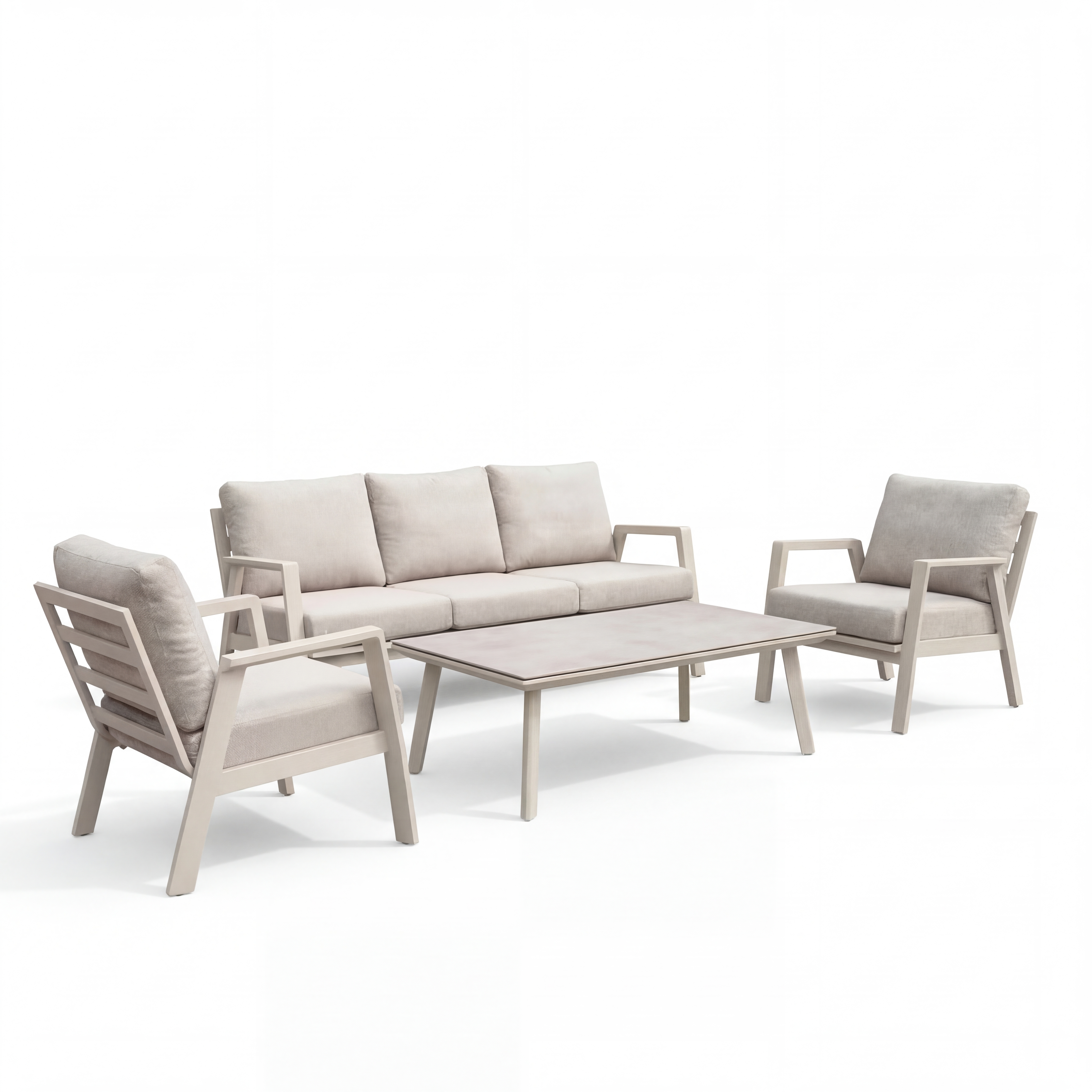 Nova - Phoenix 3 Seater Sofa Lounging Set with Rectangular Coffee Table - Pebble thumbnail 6