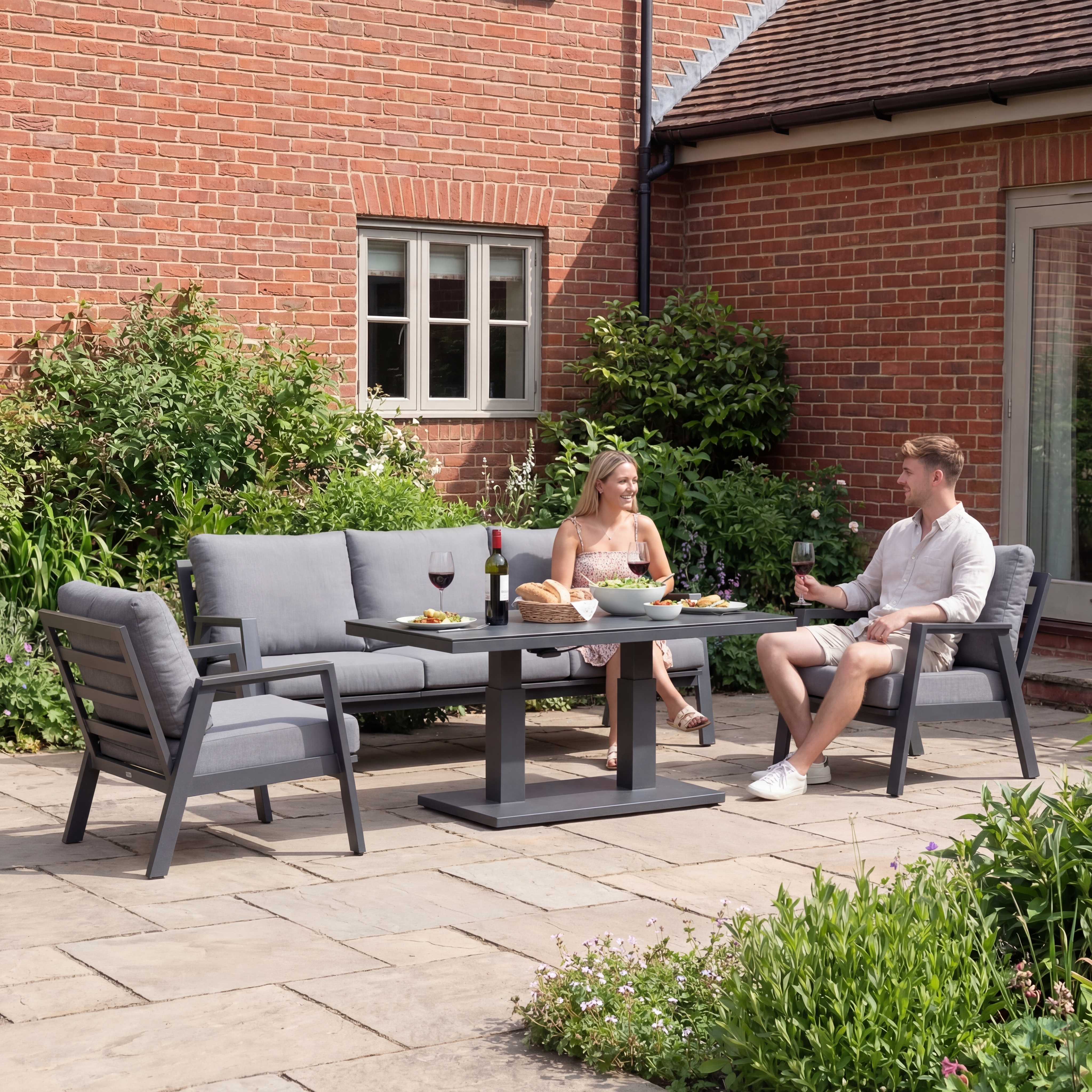 Nova - Phoenix 3 Seater Sofa Lounge Dining Set with Rectangular Rising Table thumbnail 2