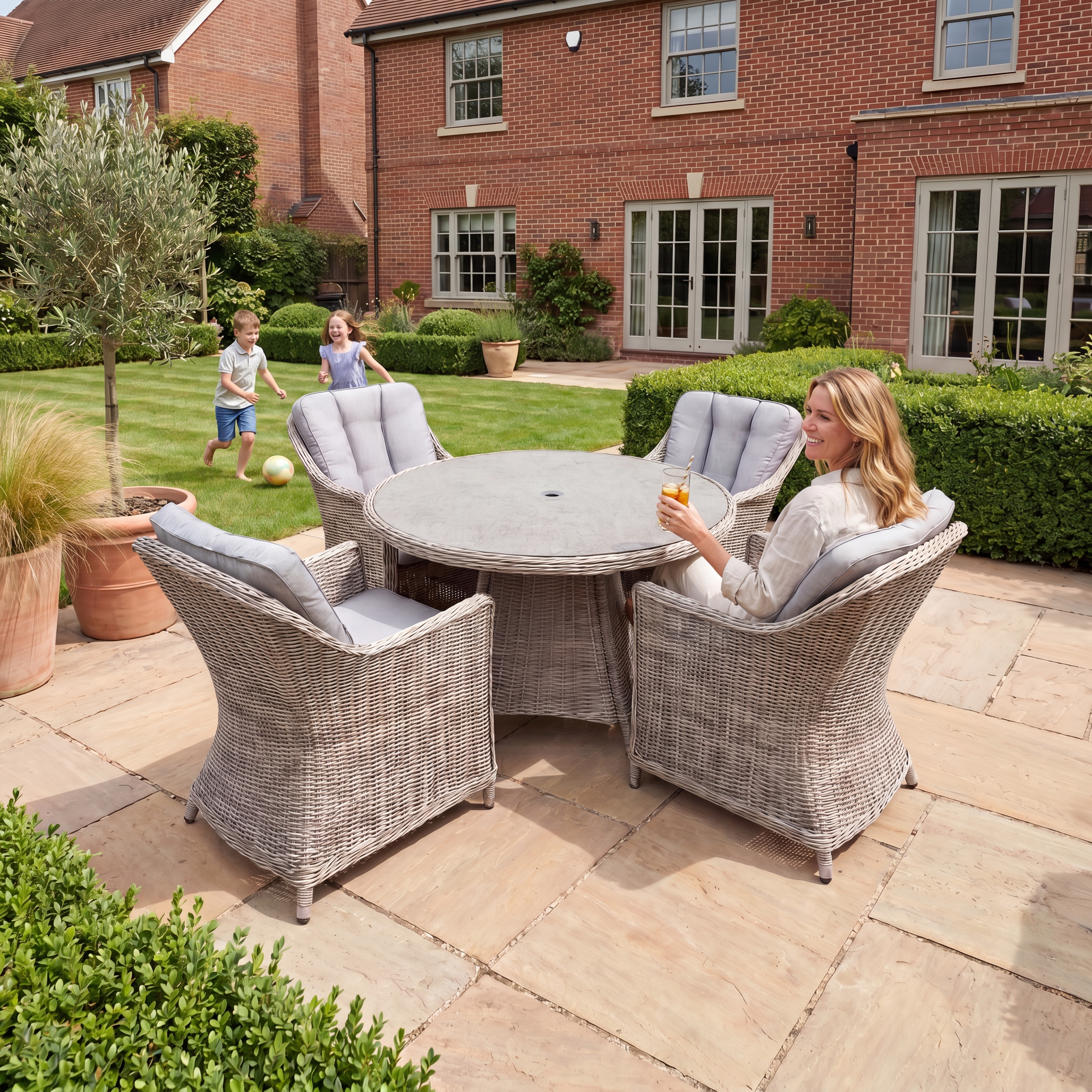 Nova - Ivy 4 Seat Dining Set - 1.2m Round Table (Ceramic Glass) thumbnail 3