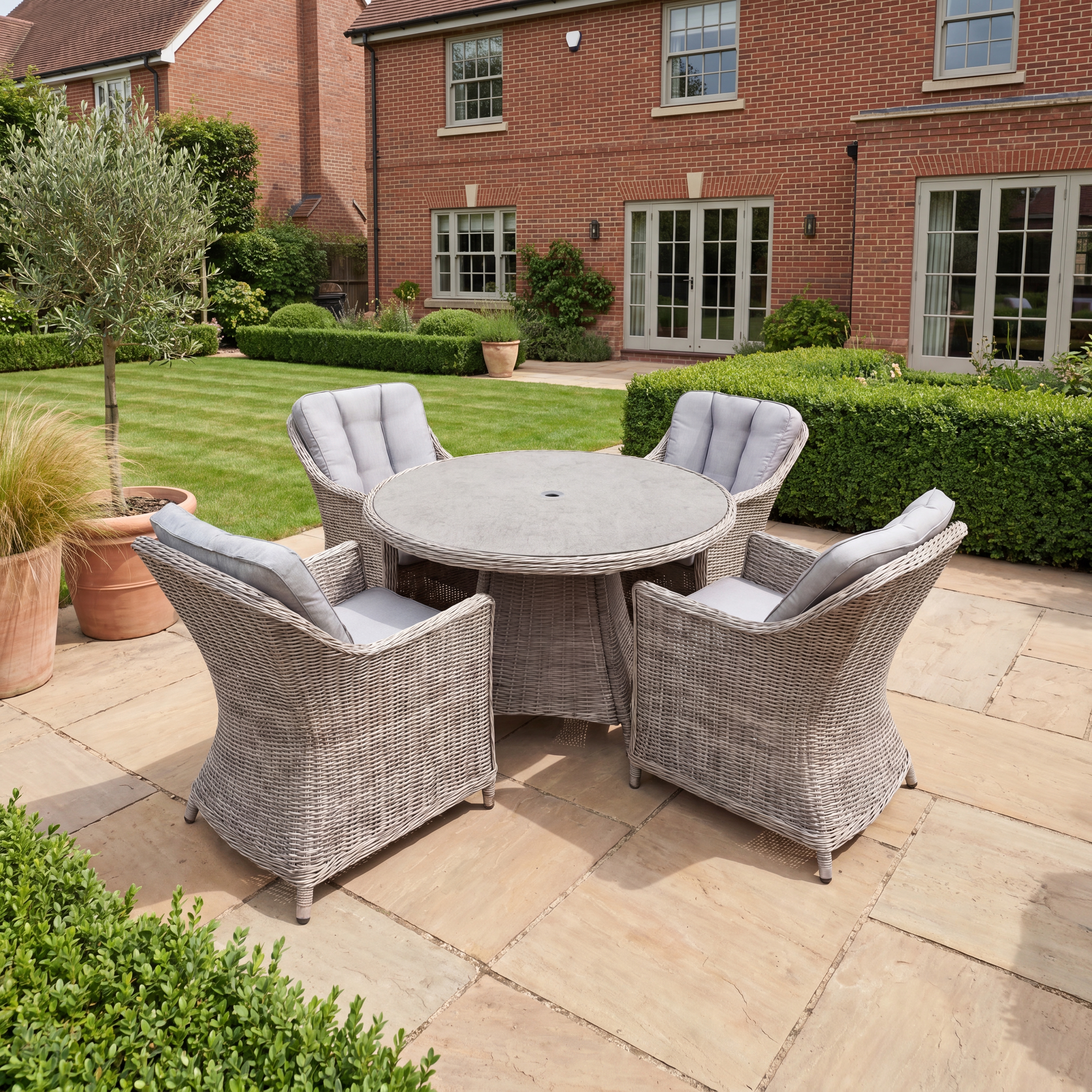 Nova - Ivy 4 Seat Dining Set - 1.2m Round Table (Ceramic Glass) thumbnail 2