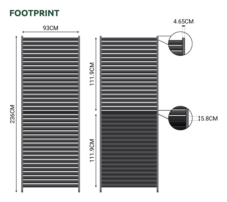 Nova - Titan 1m Aluminium Side Wall With Adjustable Louvres for 3m Titan Pergola - Grey thumbnail 18