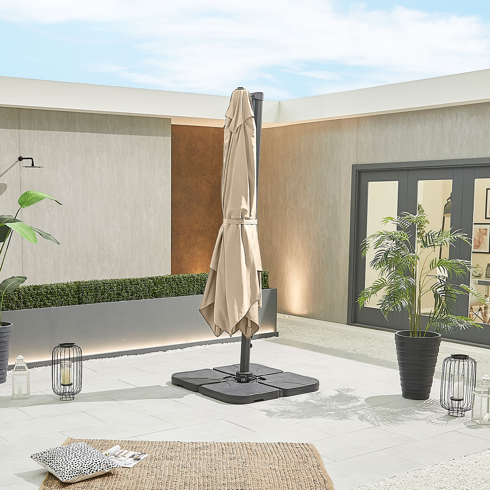 Nova - Genesis Grey Frame Cantilever Parasol - 3m Square - Beige thumbnail 6