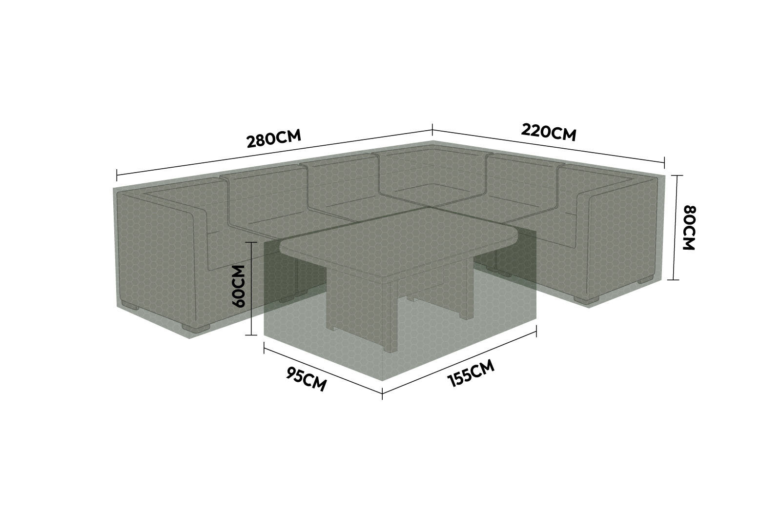Protex - Cover Pack for Large Right Corner Sofa Dining Set