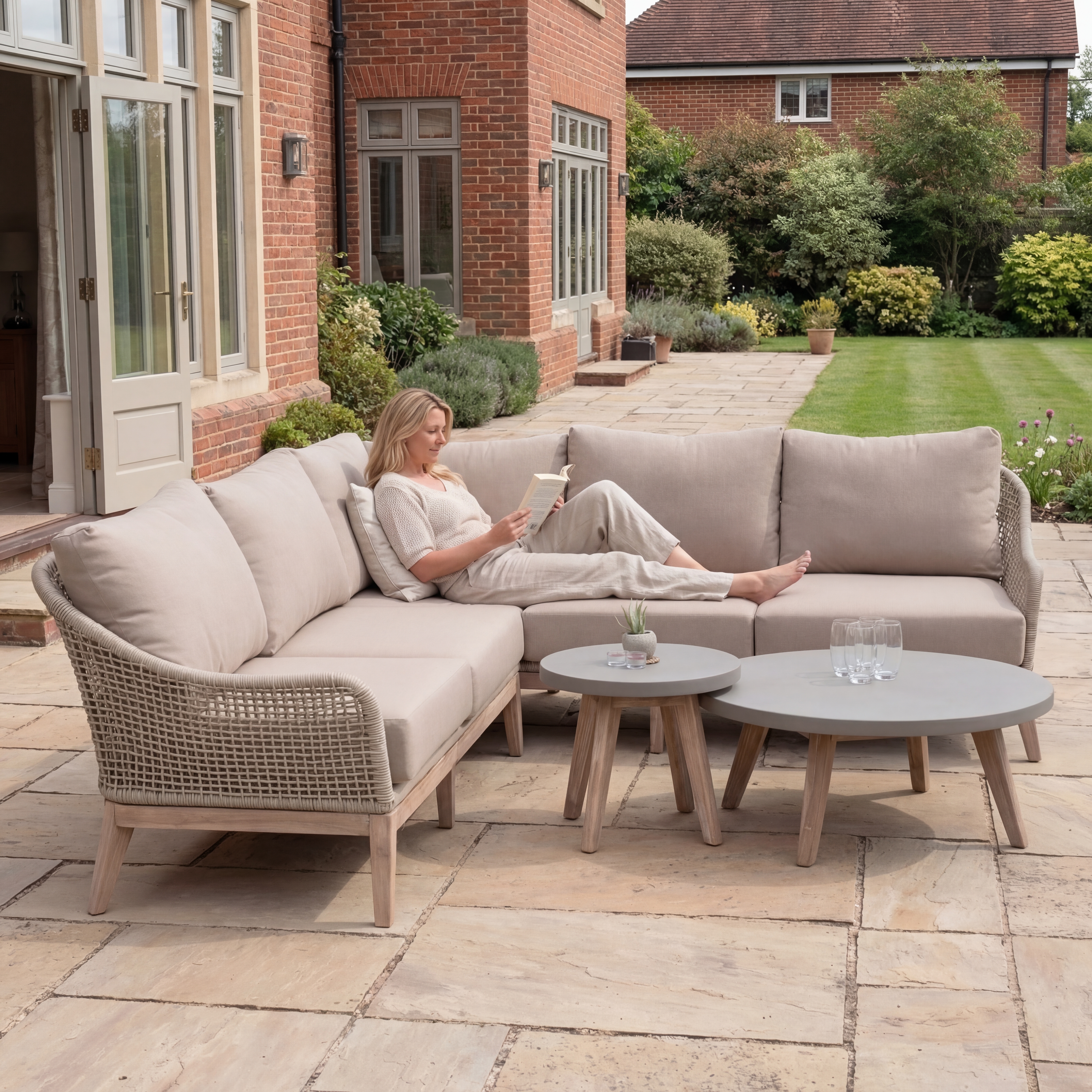 Nova - Summer Corner Sofa Lounging Set with Round Coffee Table & Side Table thumbnail 4