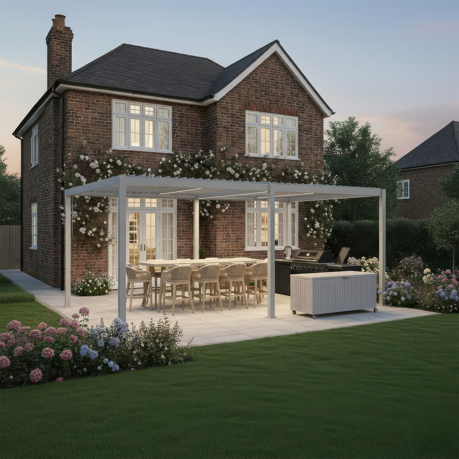Nova - Titan Freestanding Aluminium Pergola - 6m x 3m Rectangular - Pebble