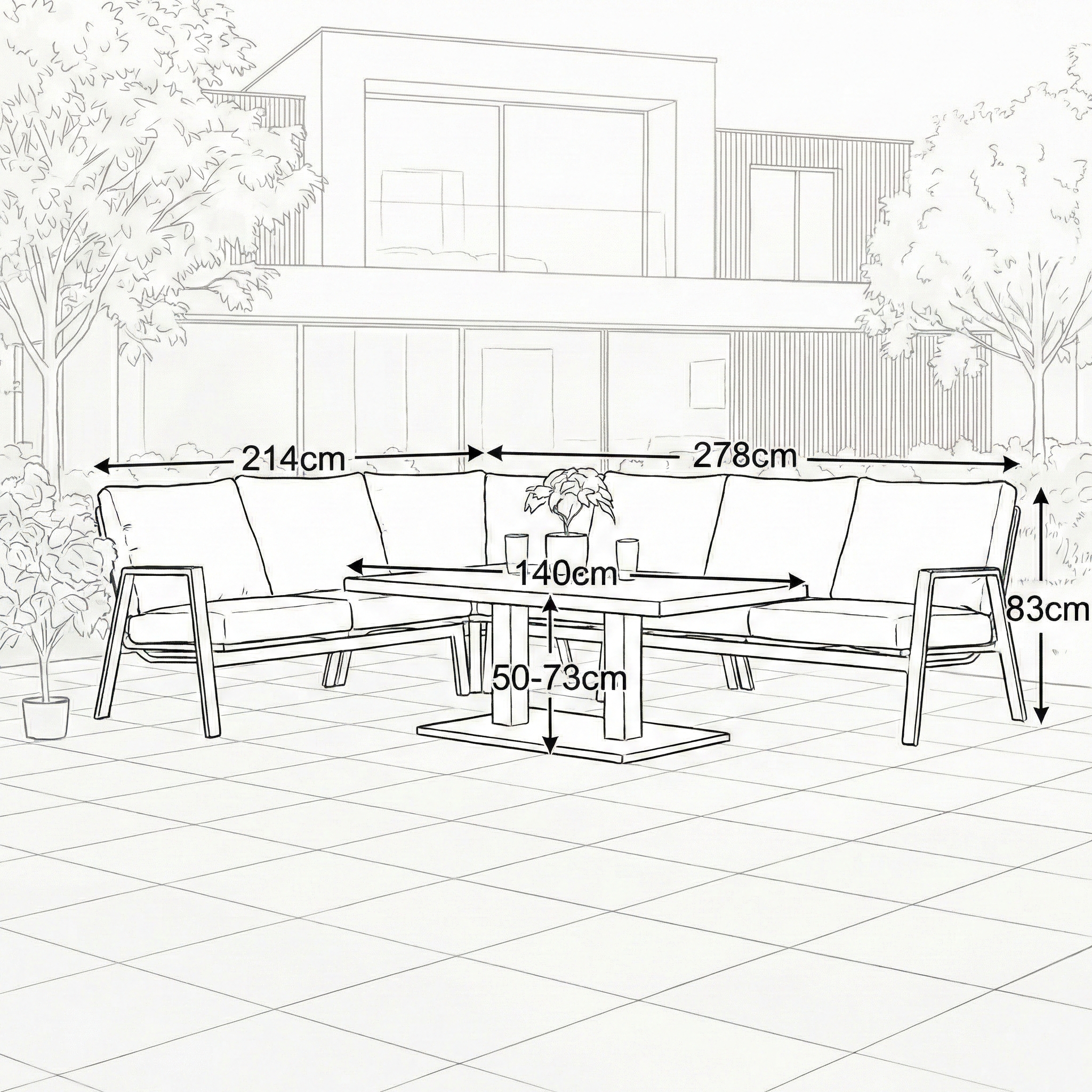 Nova - Zara L-Shaped Corner Sofa Lounge Dining Set with Rectangular Rising Table thumbnail 6