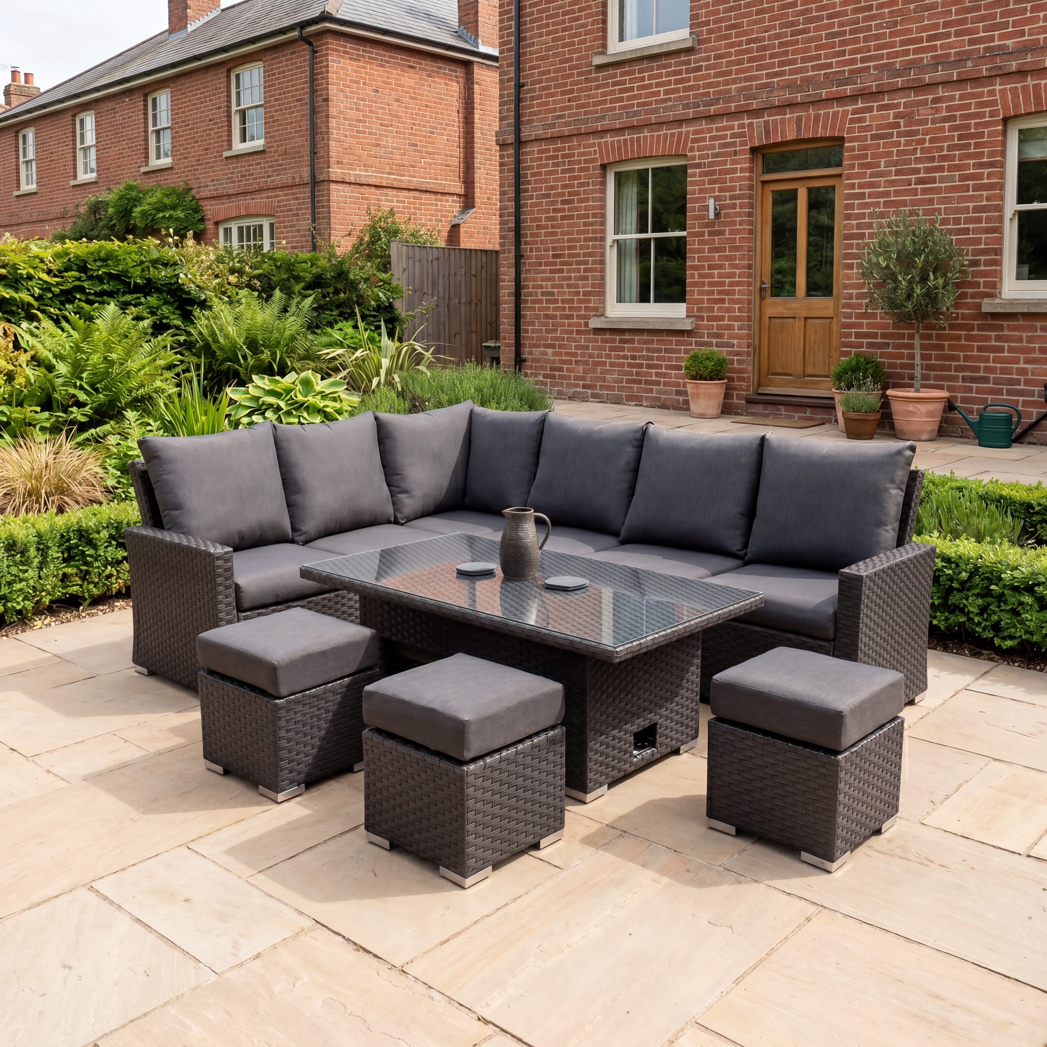 Vyda R/H Corner Sofa Dining Set - Rec R&F Table thumbnail 1