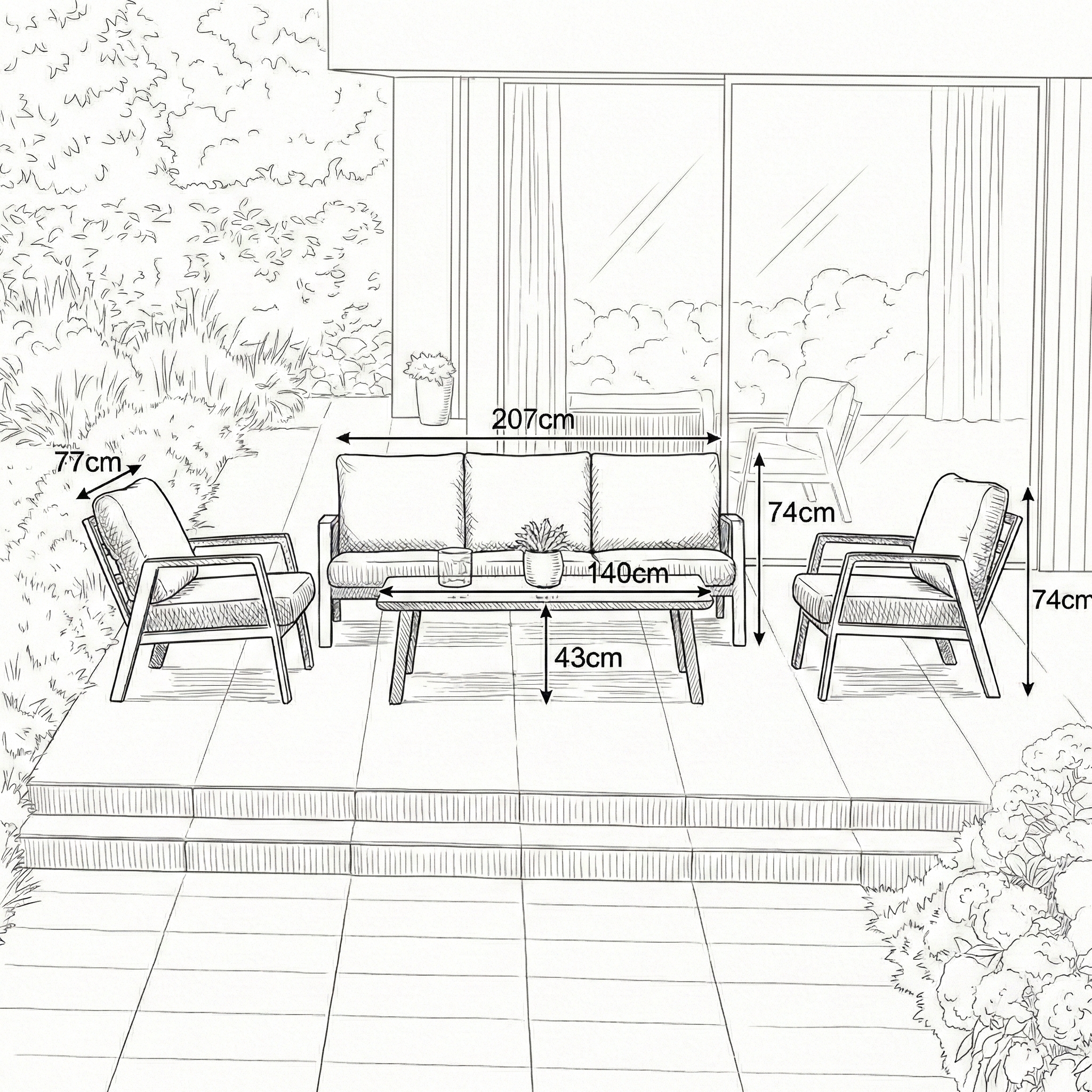 Nova - Phoenix 3 Seater Sofa Lounging Set with Rectangular Coffee Table - Pebble thumbnail 14