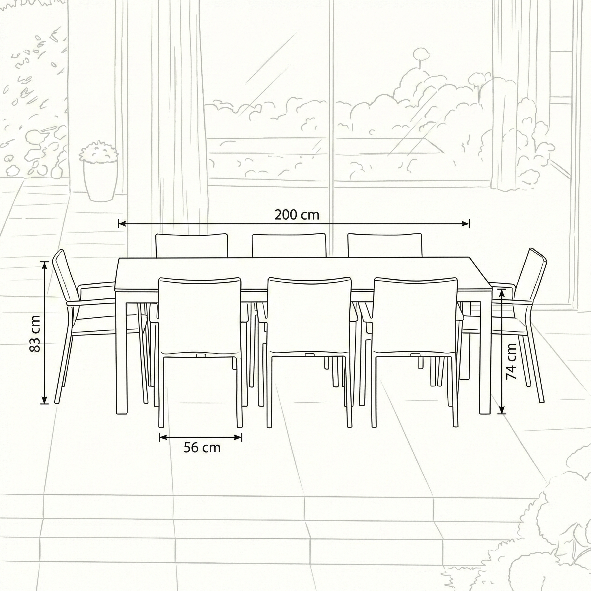 Nova - Phoenix 8 Seat Dining Set - 2.0m x 1.0m Rectangular Table thumbnail 3