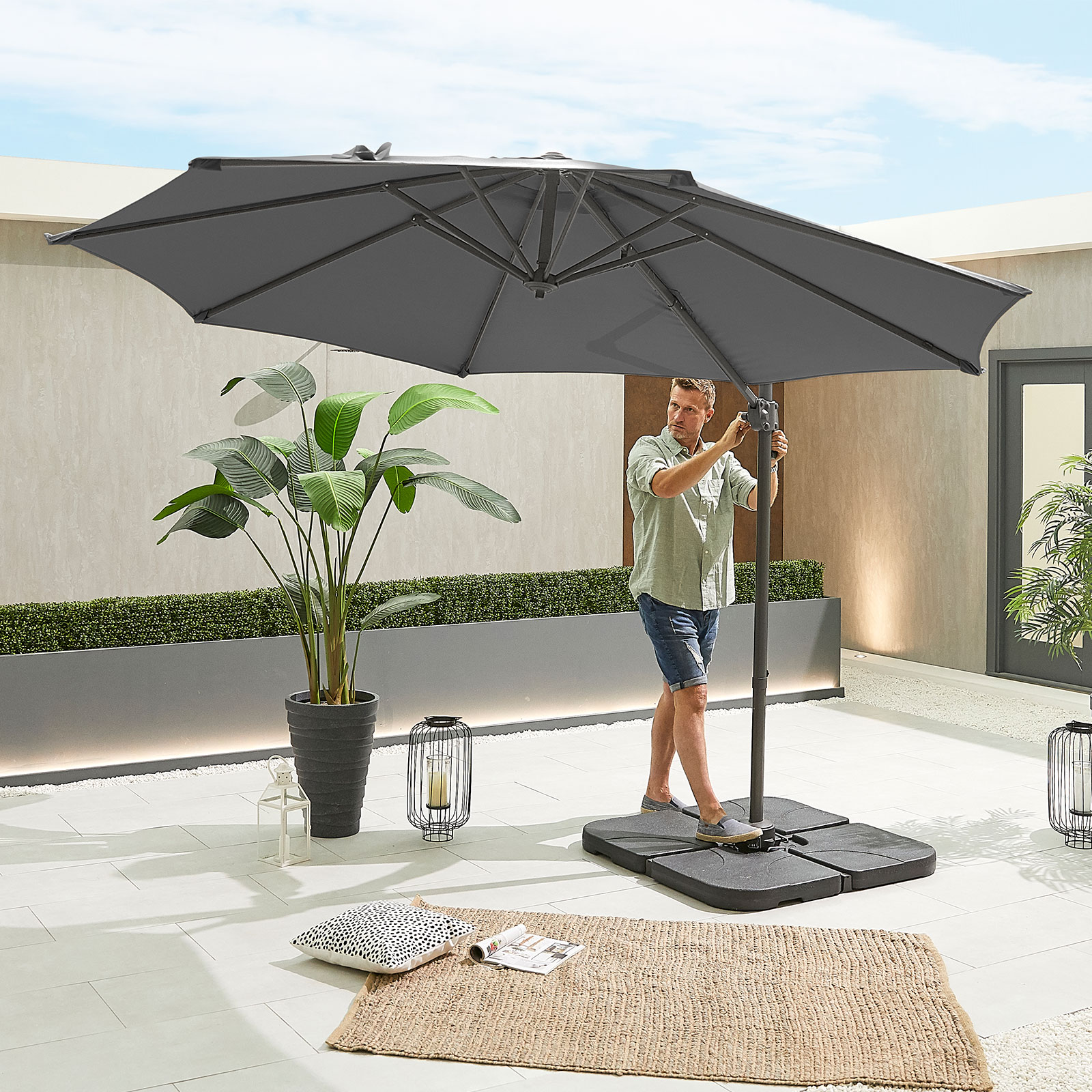 Nova - Apollo Cantilever Parasol - 3m Round - Grey thumbnail 4