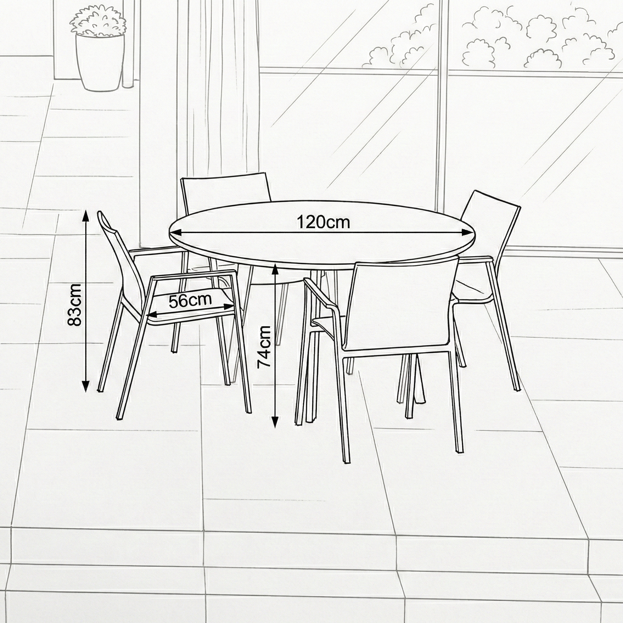 Nova - Phoenix 4 Seat Dining Set - 1.2m Round Table thumbnail 6