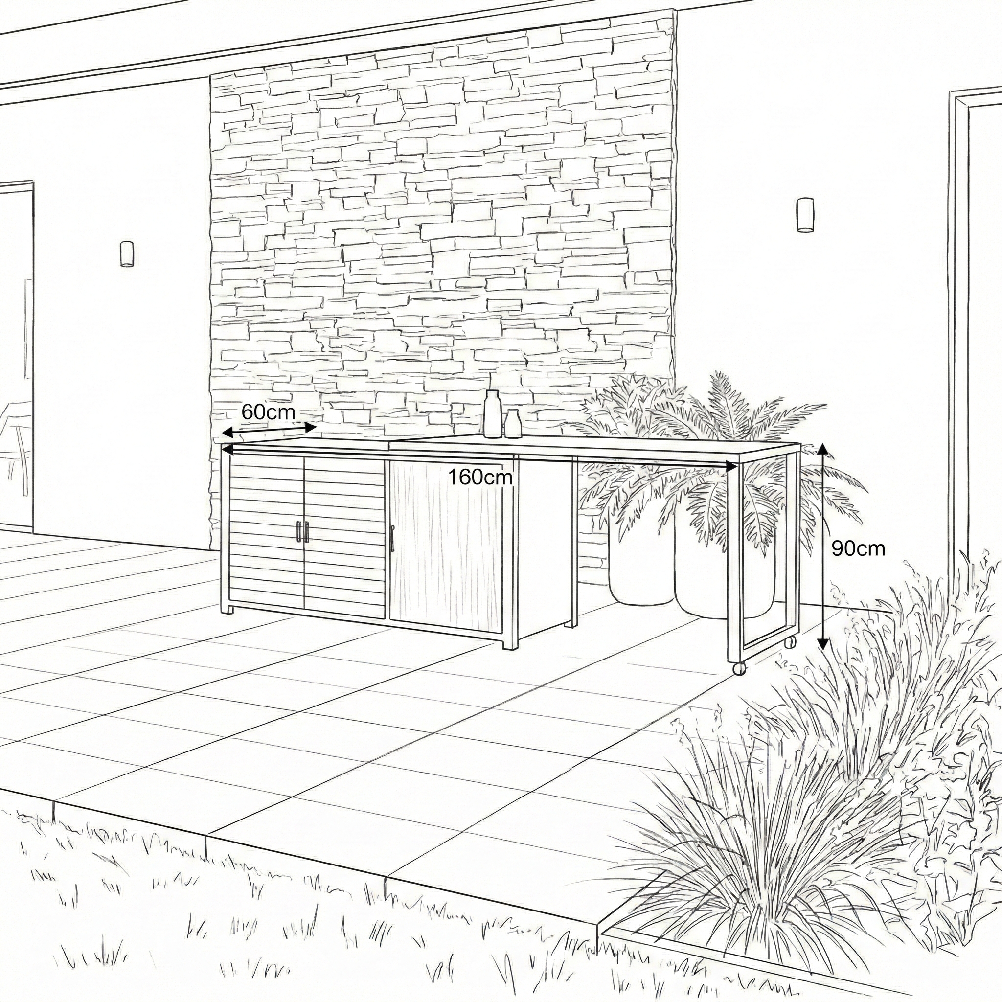 Nova - Cook Cab Outdoor Kitchen Workstation - Pebble thumbnail 7