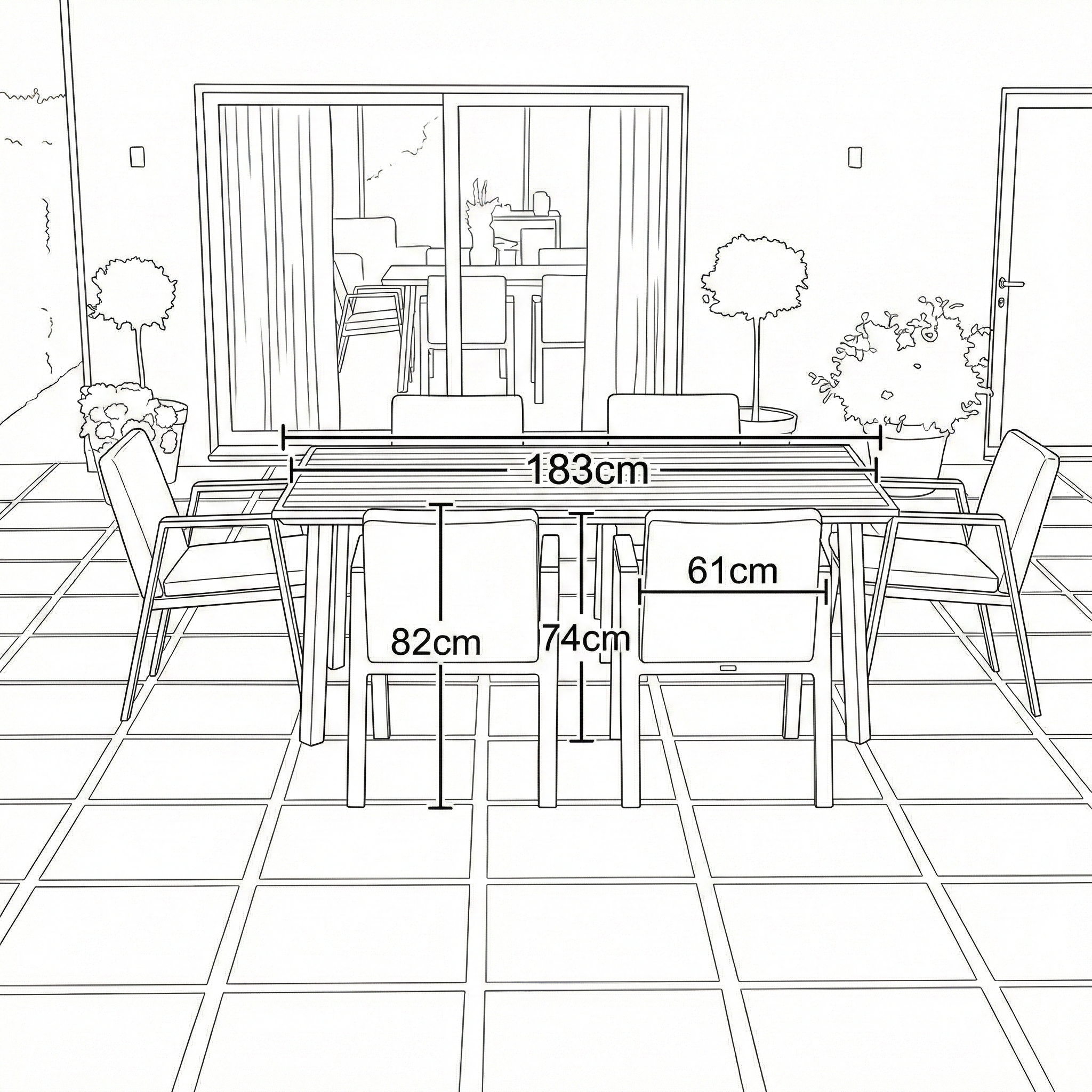 Nova - Hunter 6 Seat Dining Set - 1.8 x 1.1m Rectangular Table thumbnail 3