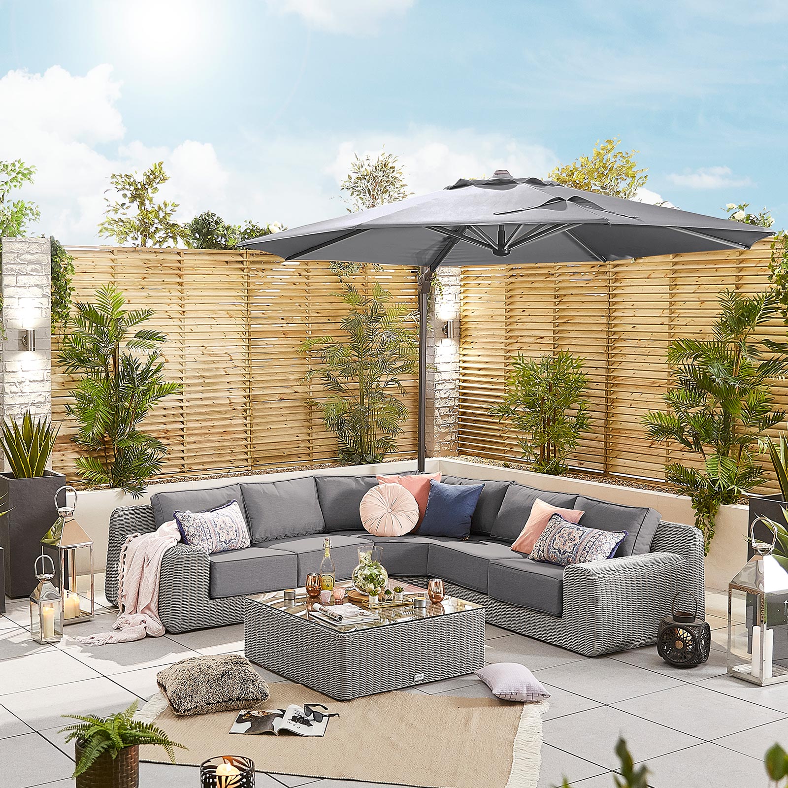 Nova - Galaxy Grey Frame LED Cantilever Parasol - 3.5m Round - Grey thumbnail 6