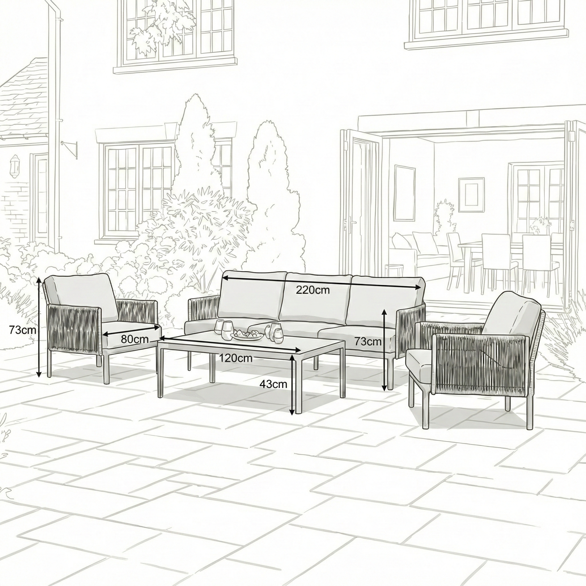 Nova - Hayden 3 Seater Sofa Lounging Set with Rectangular Coffee Table thumbnail 6