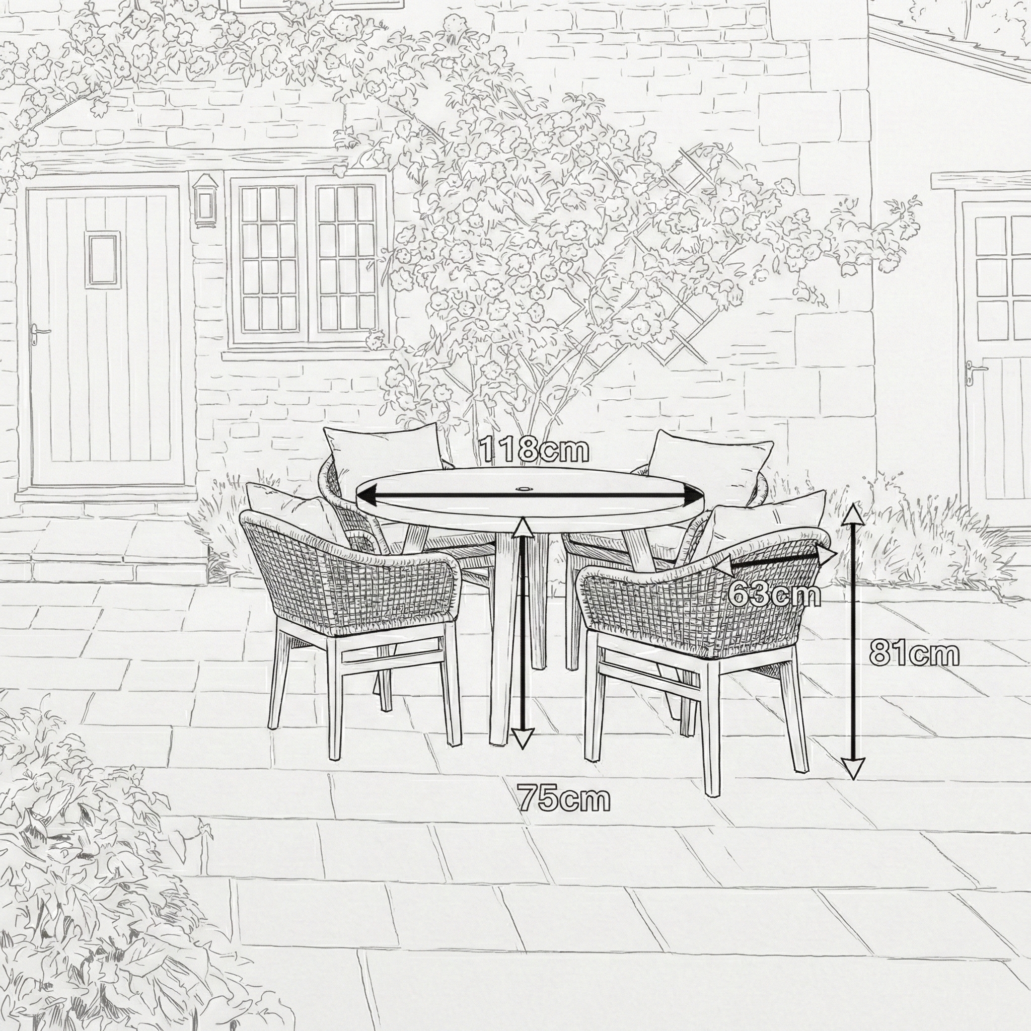 Nova - Summer 4 Seat Dining Set - 1.2m Round Table thumbnail 6
