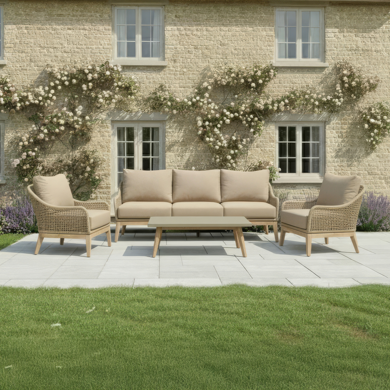 Nova - Summer 3 Seater Sofa Lounging Set with Rectangular Coffee Table