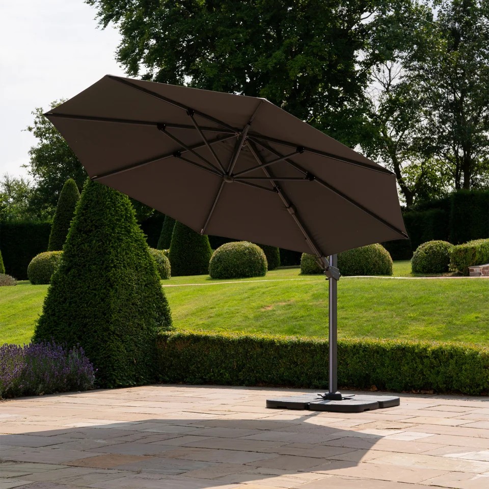 Nova - Astra LED Cantilever Parasol - 3.5m Round - Grey