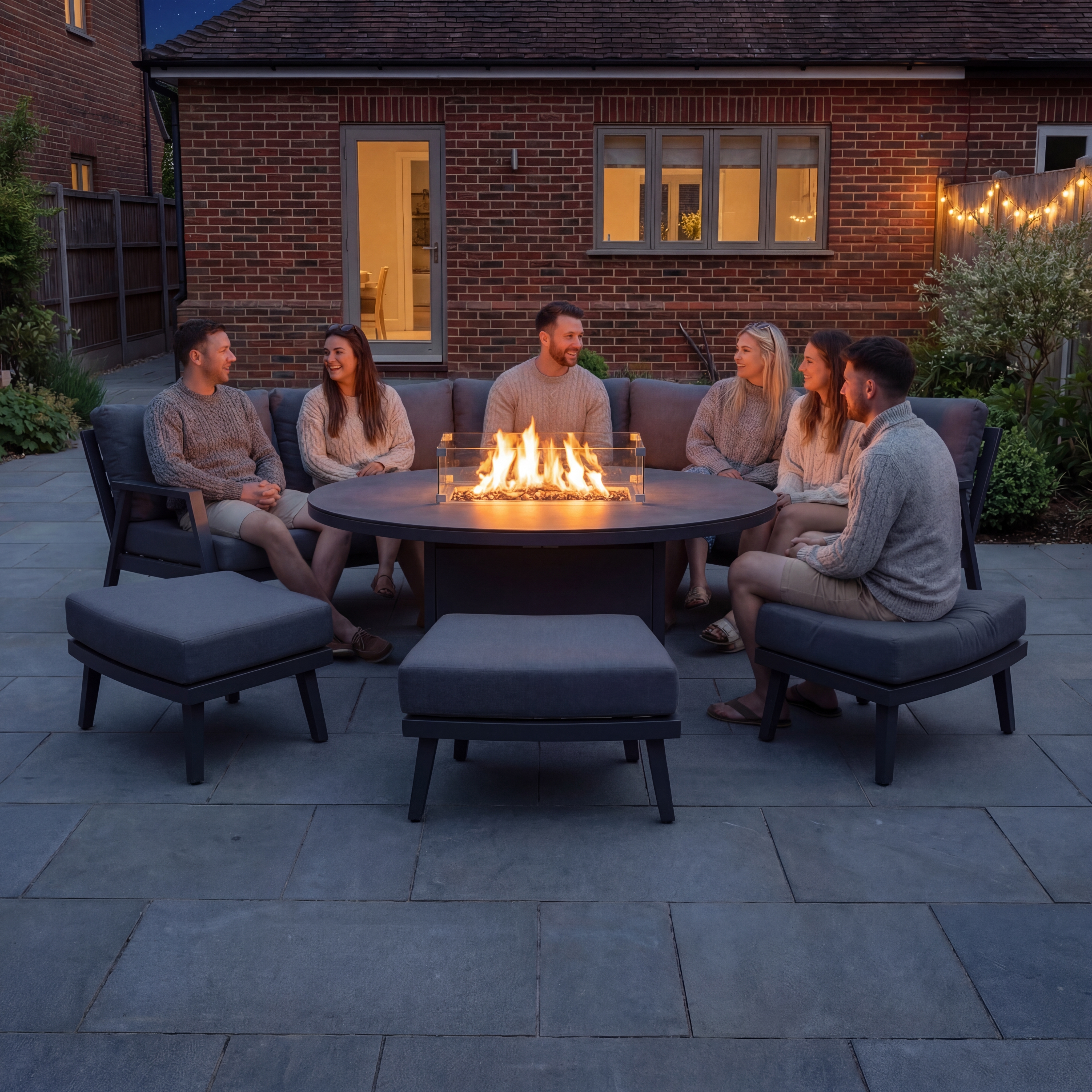Nova - Phoenix Large Curved Sofa Dining Set with Oval Fire Pit thumbnail 6