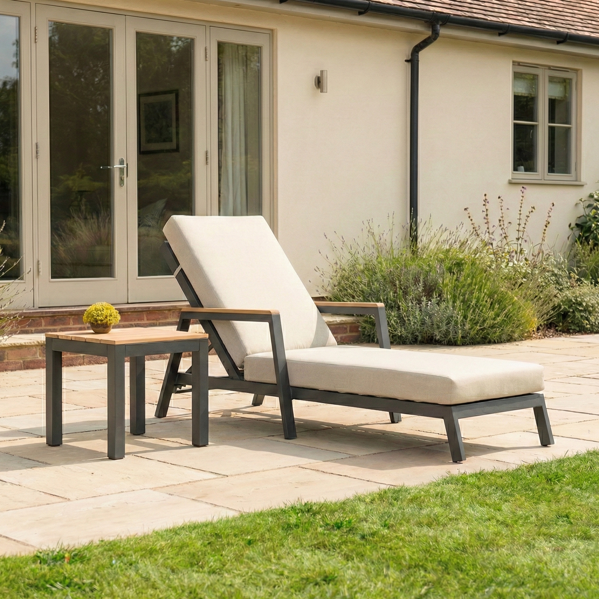 Nova - Heidi Sun Lounger Set of 2 with Square Side Table thumbnail 5