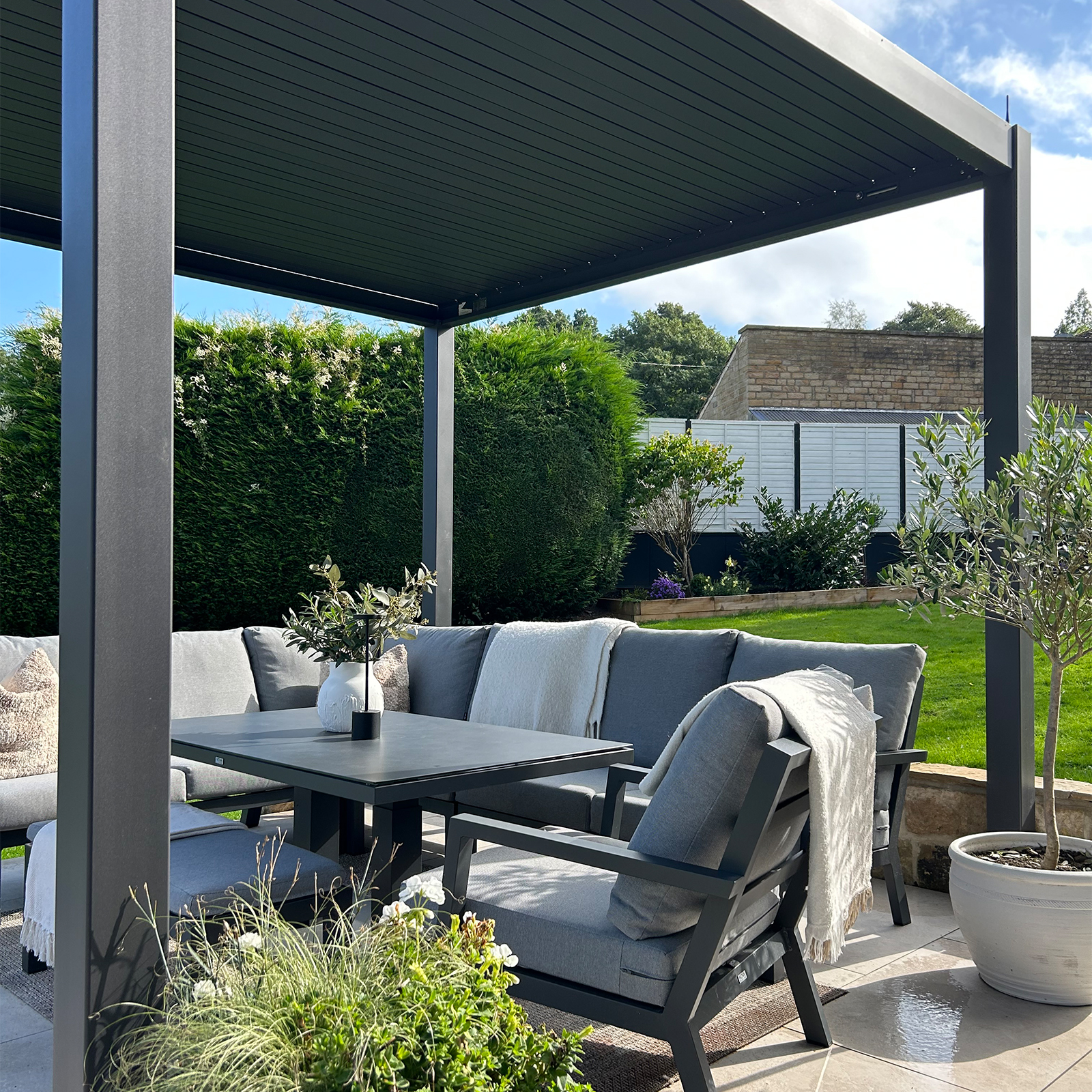 Nova - Titan LED Freestanding Aluminium Pergola - 3m x 3m Square - Grey thumbnail 3