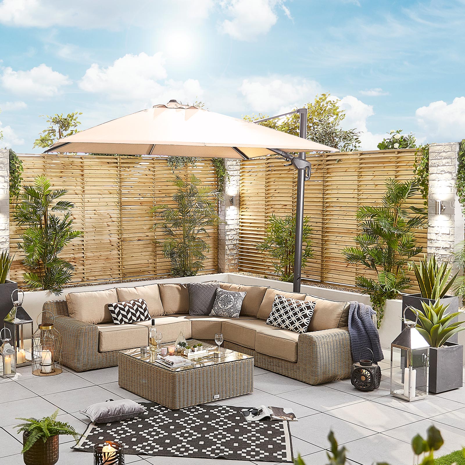 Nova - Galaxy Grey Frame LED Cantilever Parasol - 3m Square - Beige thumbnail 6