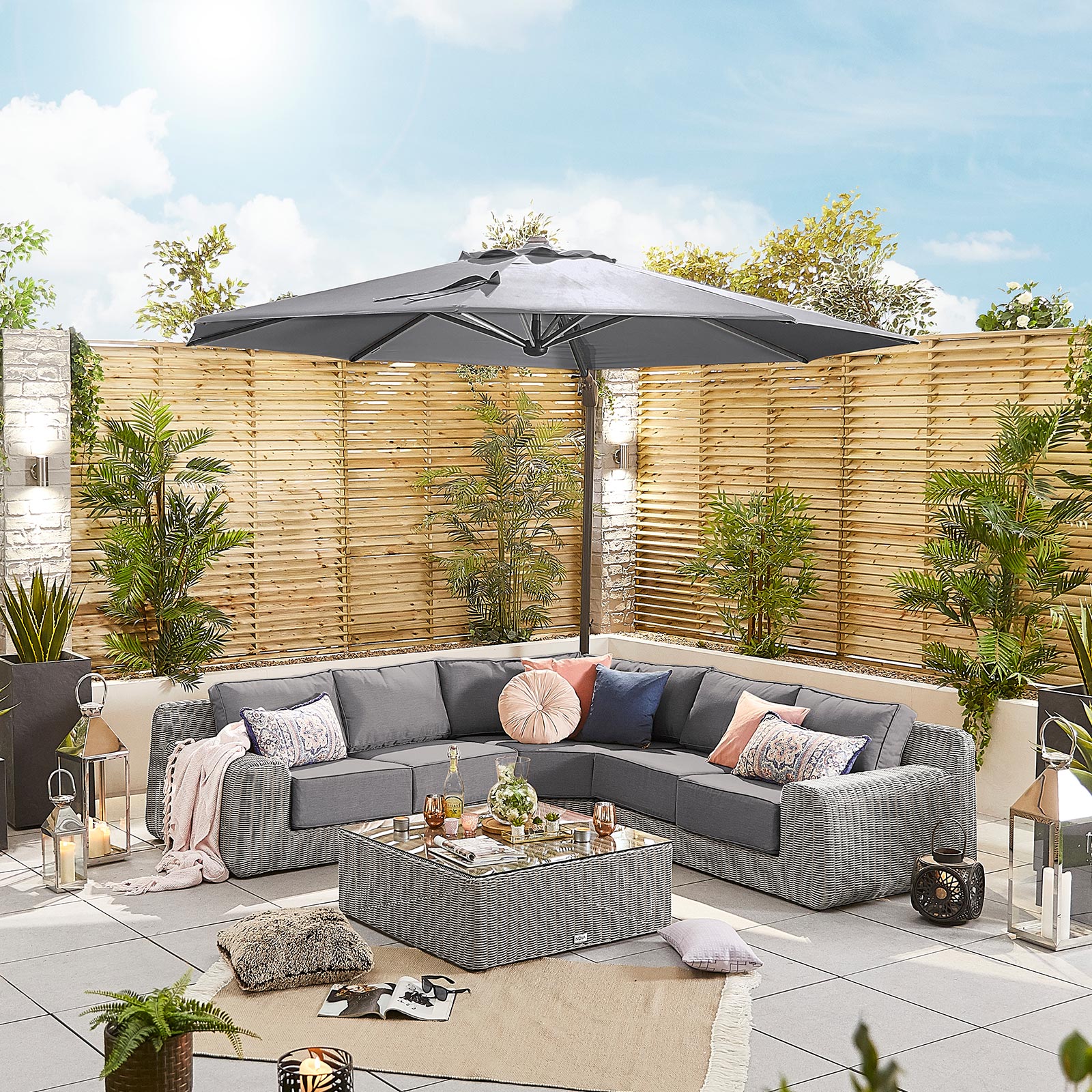 Nova - Galaxy Grey Frame LED Cantilever Parasol - 3.5m Round - Grey thumbnail 7