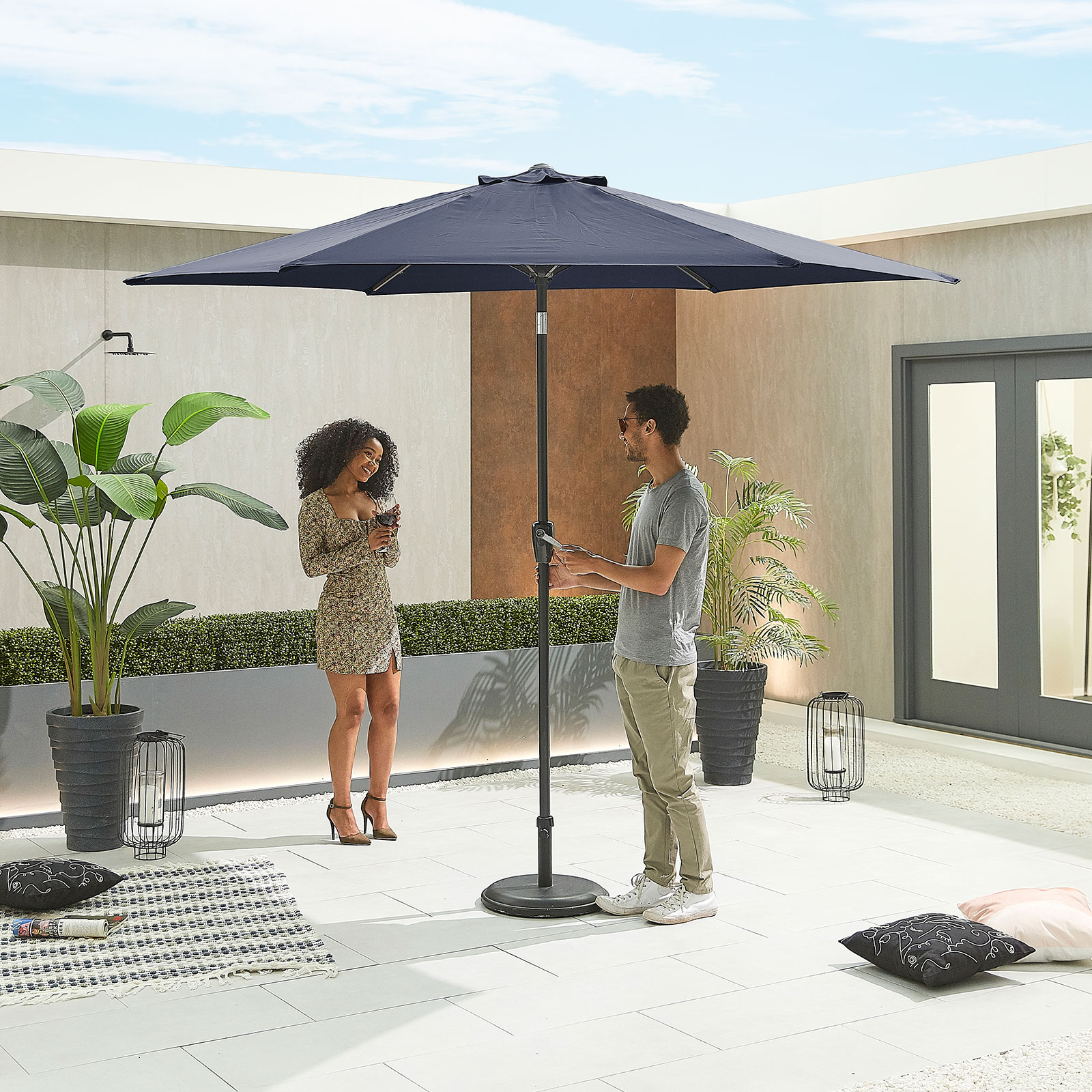 Nova - Antigua Aluminium Parasol - 3m Round - Navy thumbnail 2