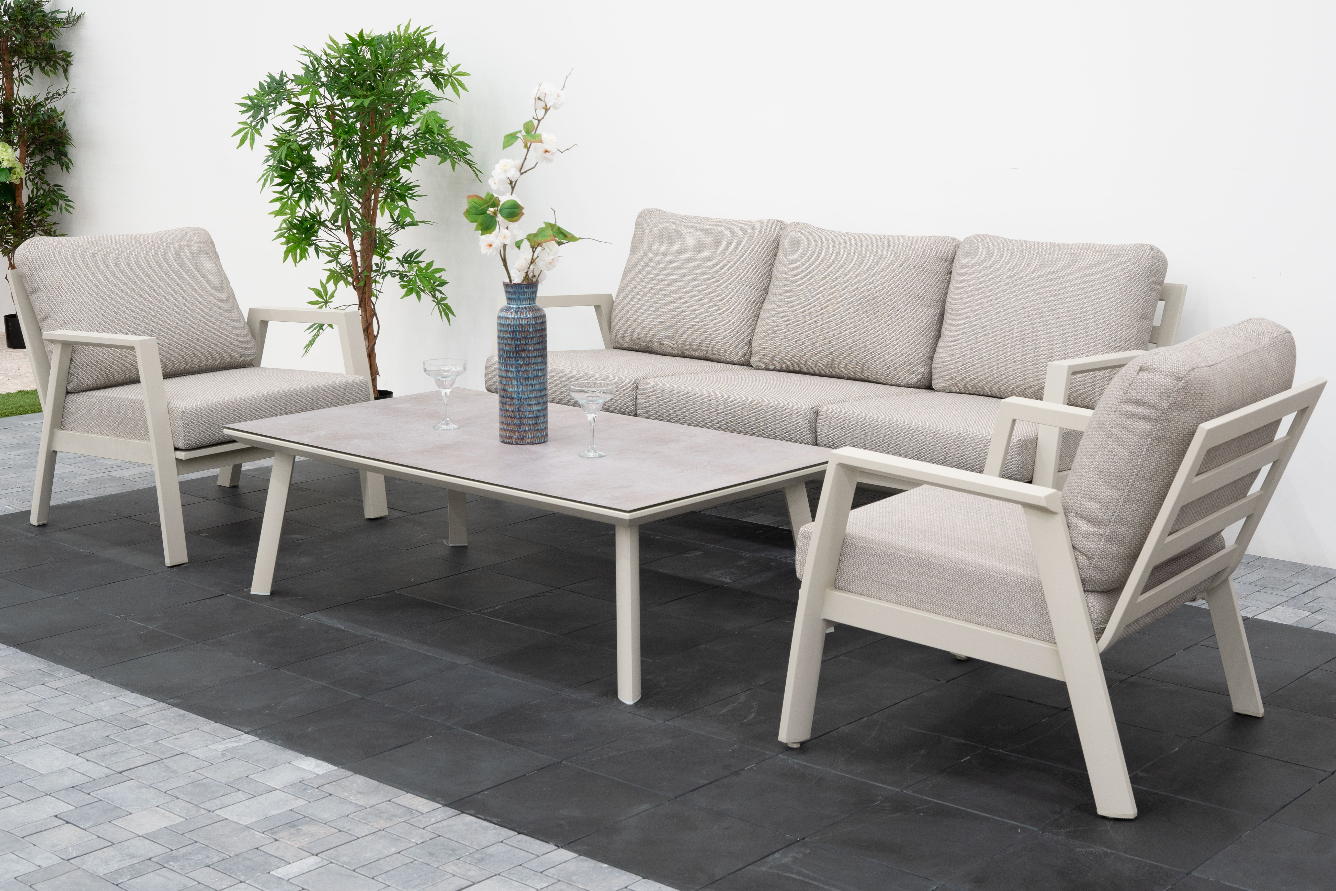 Nova - Phoenix 3 Seater Sofa Lounging Set with Rectangular Coffee Table - Pebble thumbnail 10