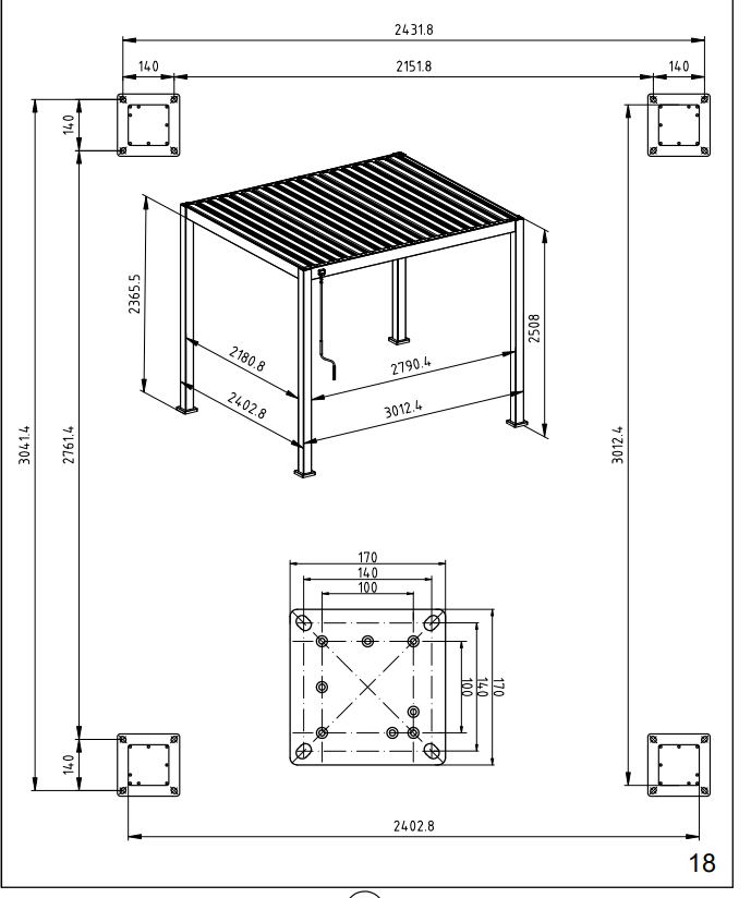 Nova - Titan Freestanding Aluminium Pergola - 3.0m x 2.4m Rectangular - Grey thumbnail 2
