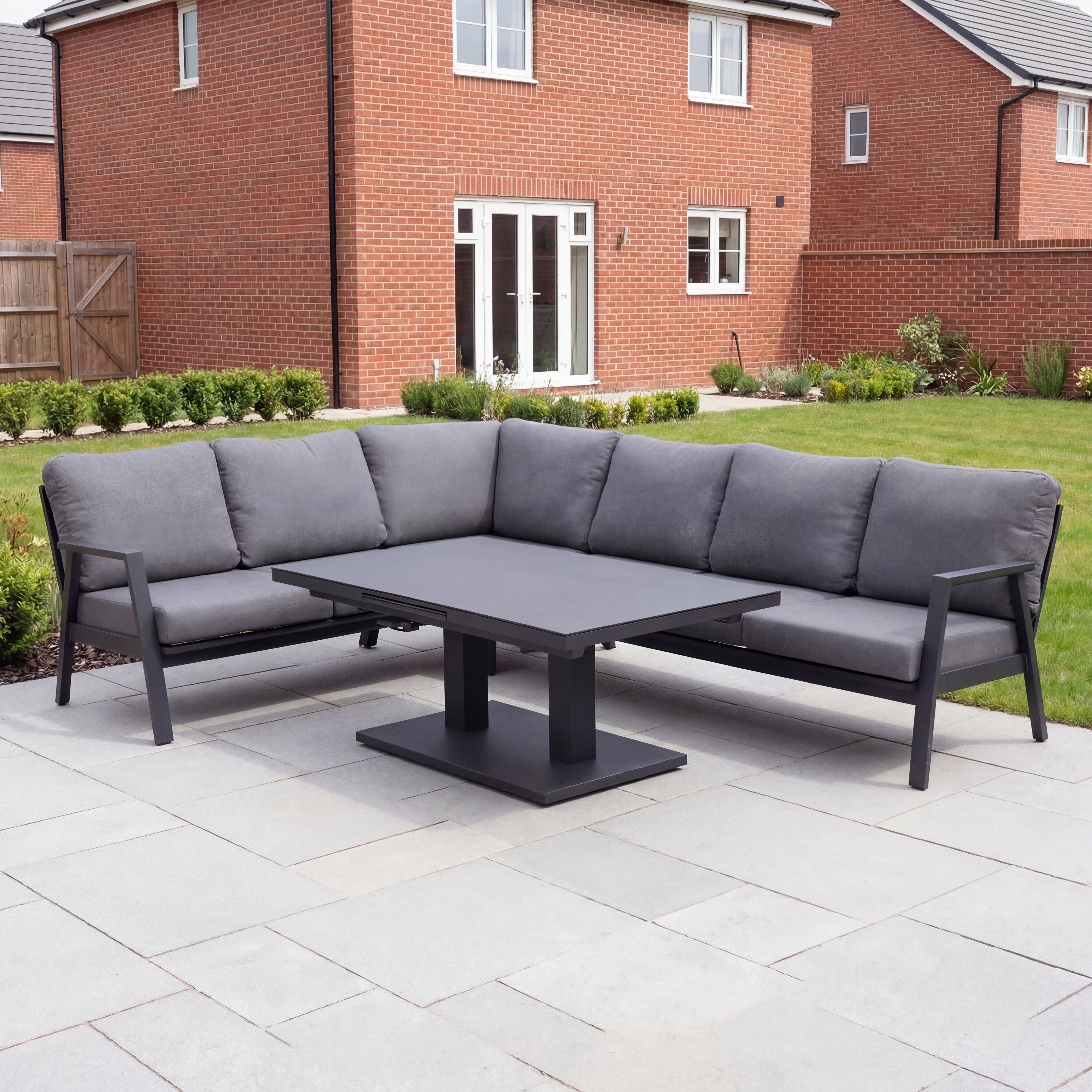 Nova - Phoenix L-Shaped Corner Sofa Lounge Dining Set with Rectangular Rising Table thumbnail 2