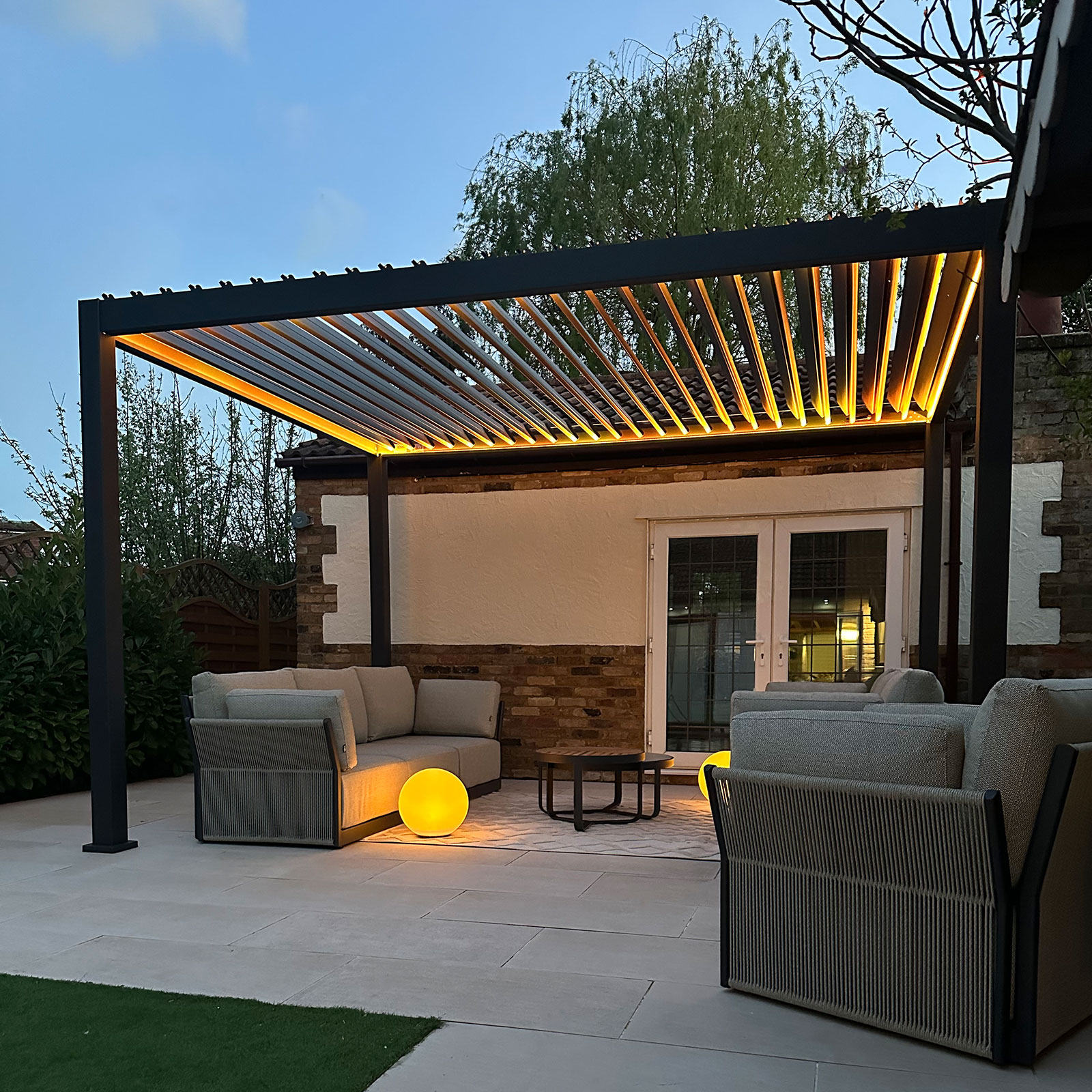Nova - Titan LED Freestanding Aluminium Pergola - 4m x 3m Rectangular - Grey thumbnail 1