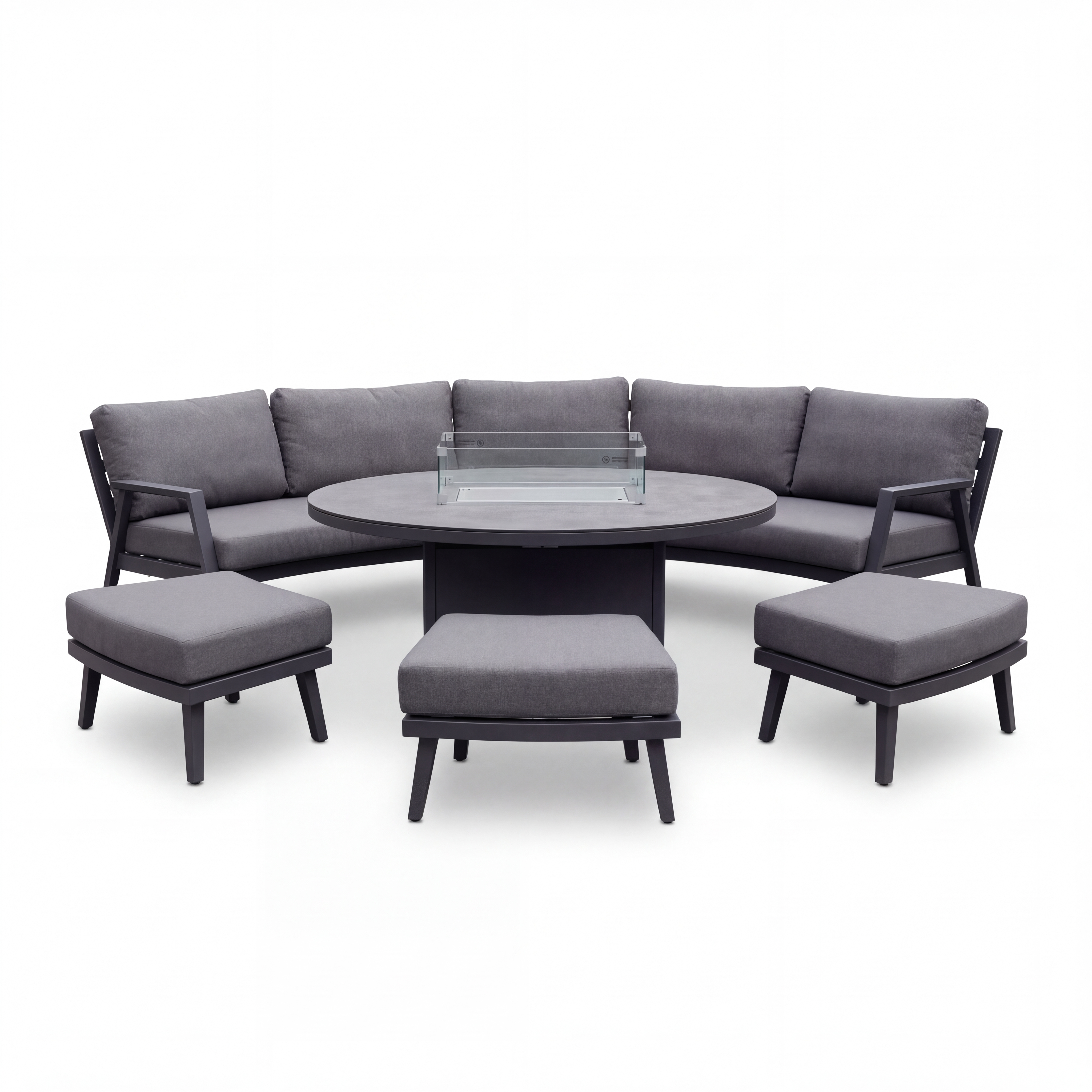 Nova - Phoenix Large Curved Sofa Dining Set with Oval Fire Pit thumbnail 8