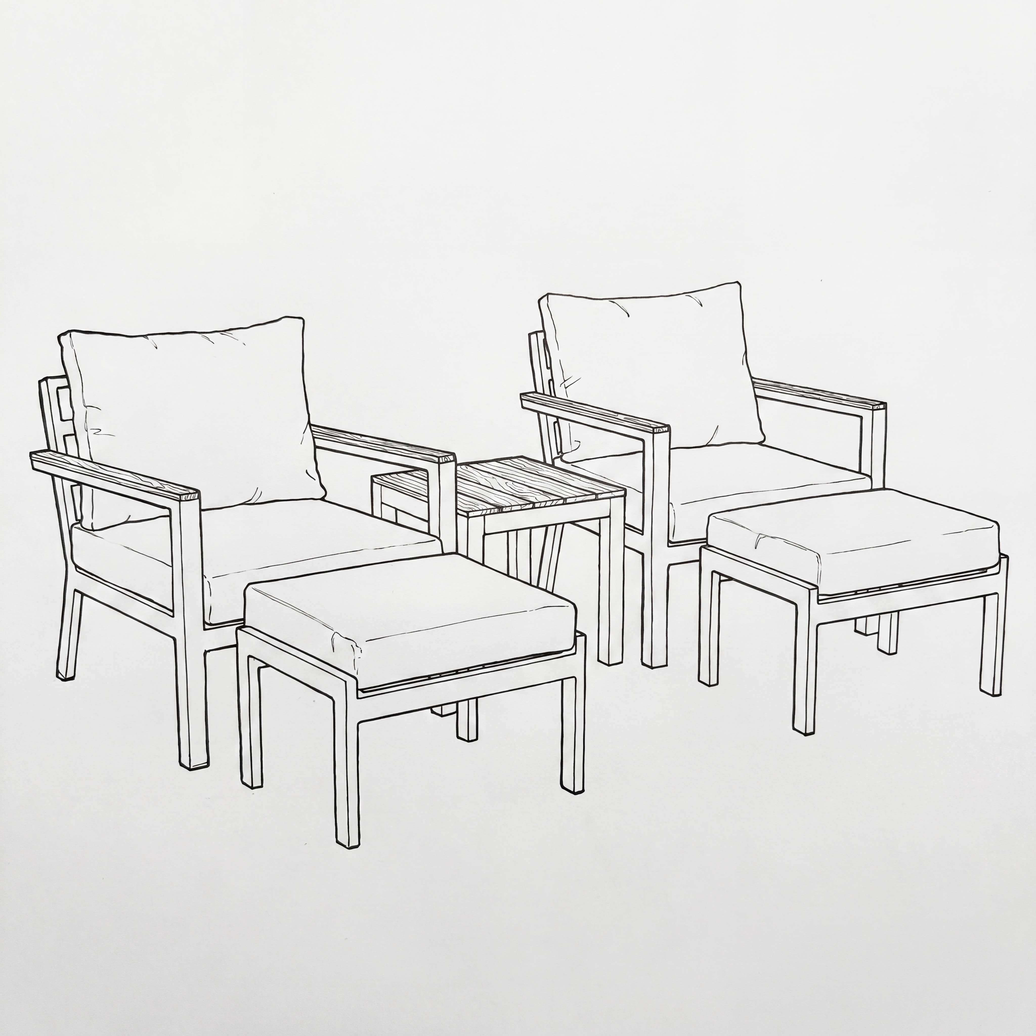 Nova - Heidi 5pc Lounging Set with Square Side Table thumbnail 4