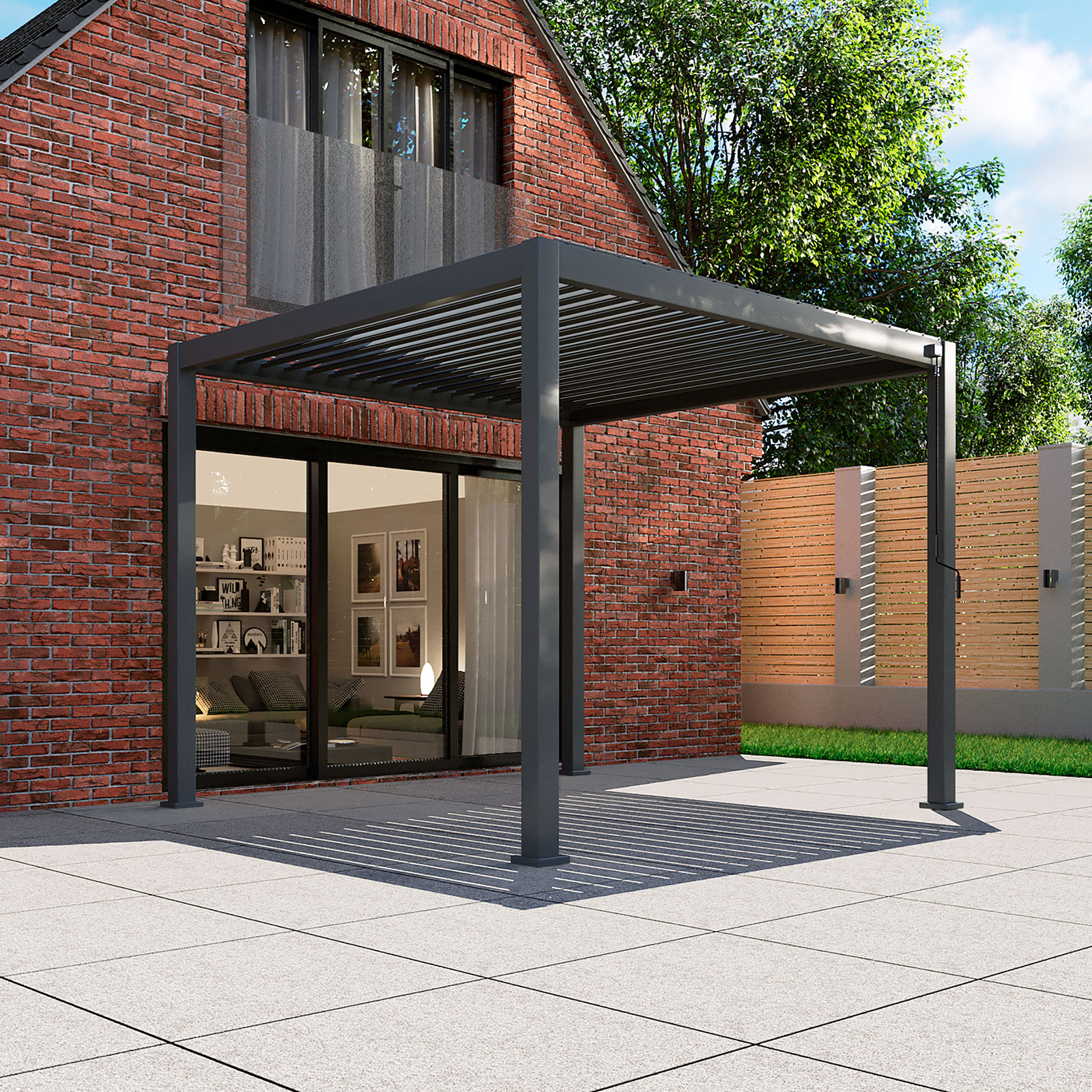 Nova - Titan Freestanding Aluminium Pergola - 3.6m Square - Grey thumbnail 2