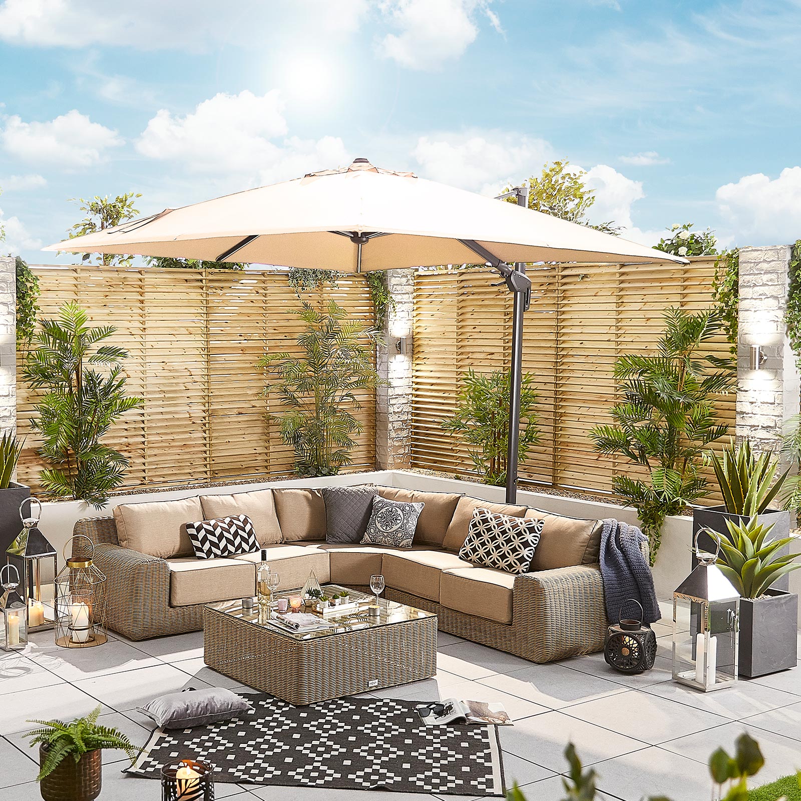Nova - Galaxy Grey Frame LED Cantilever Parasol - 3m Square - Beige thumbnail 7