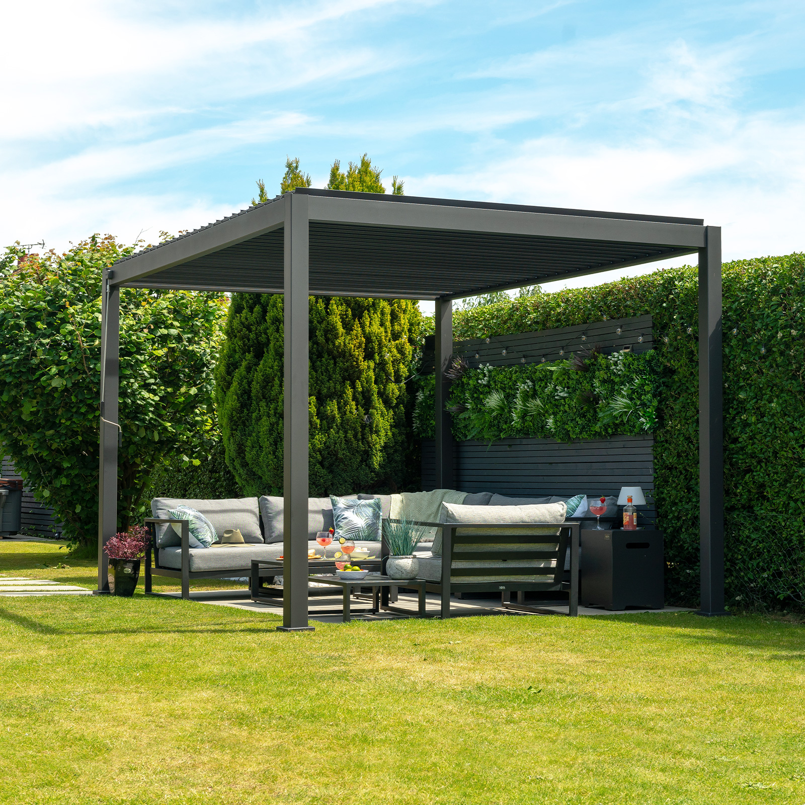 Nova - Titan Freestanding Aluminium Pergola - 3m x 3m Square - Grey thumbnail 2