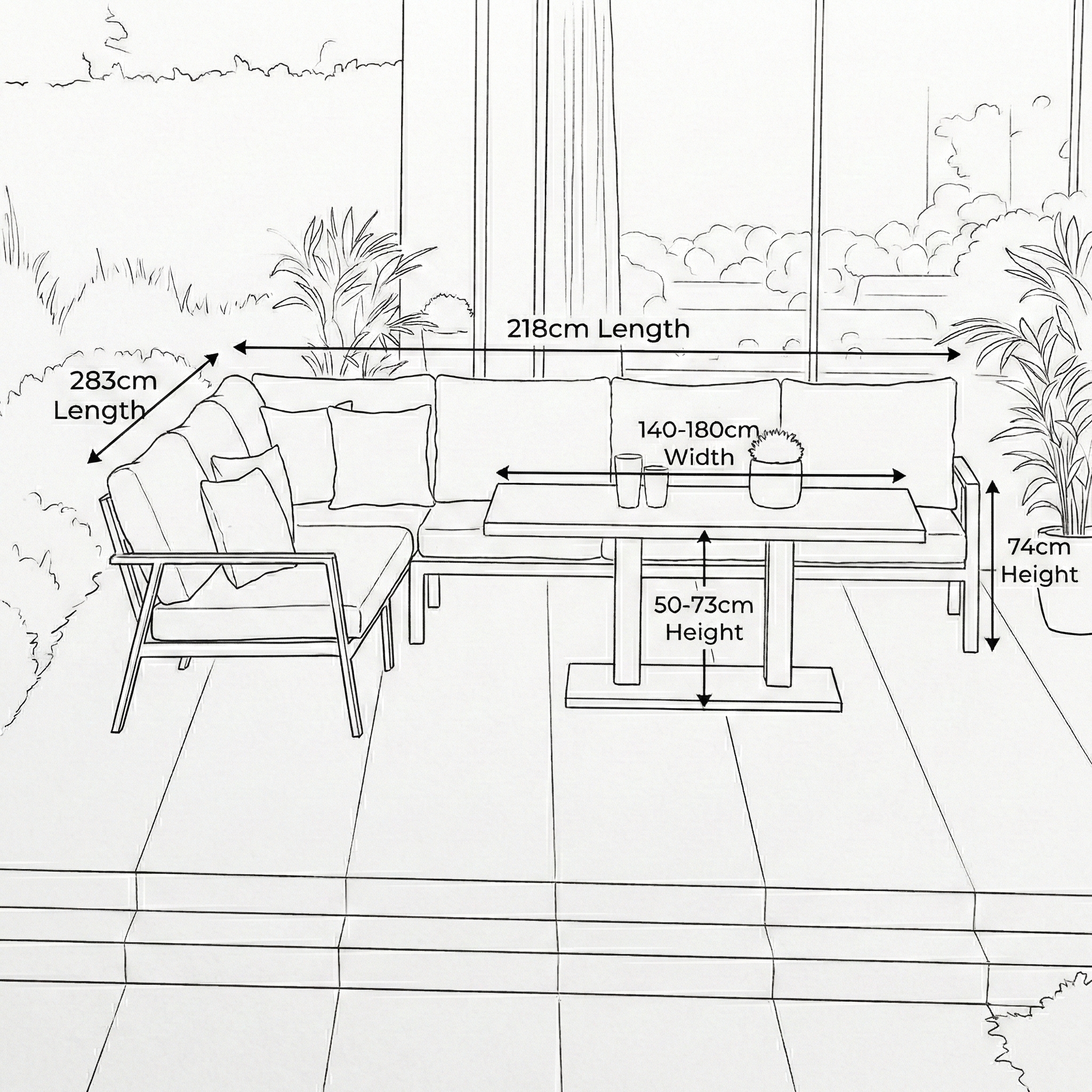 Nova - Phoenix L-Shaped Corner Sofa Lounge Dining Set with Rectangular Extending Rising Table thumbnail 4
