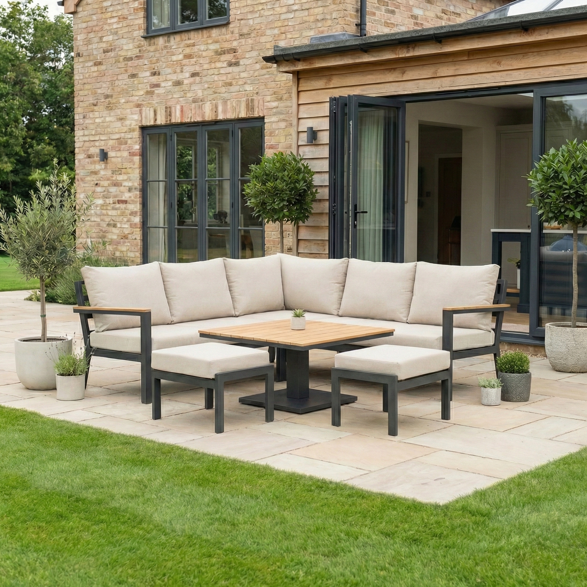 Nova - Heidi Corner Sofa Lounge Dining Set with Square Rising Table thumbnail 1