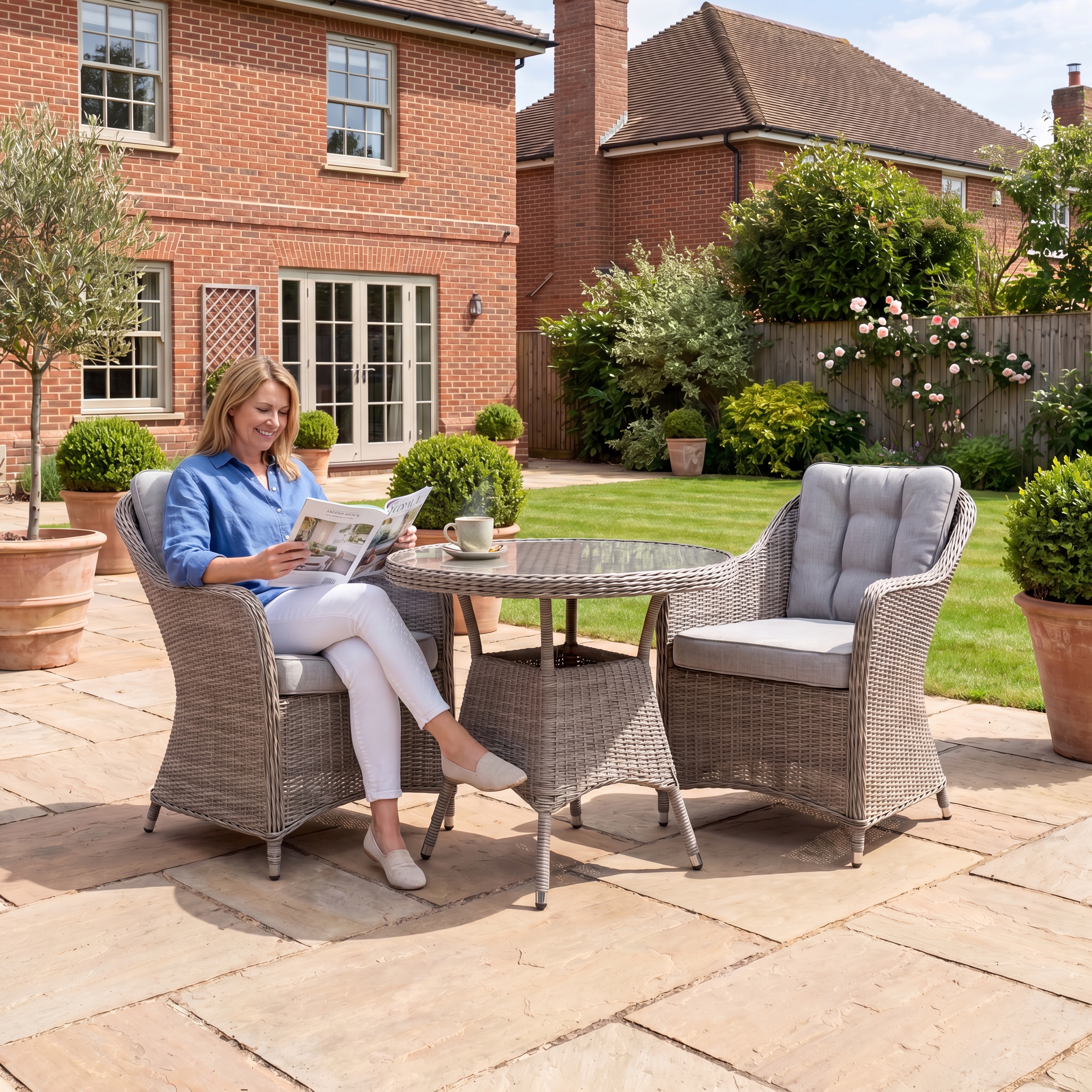 Nova - Ivy 2 Seat Bistro Set - 0.75m Round Table (Ceramic Glass) thumbnail 2