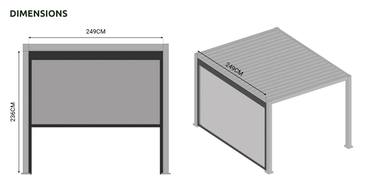 Nova - 2.6m Pull Down Screen for Titan Pergolas - Grey thumbnail 4