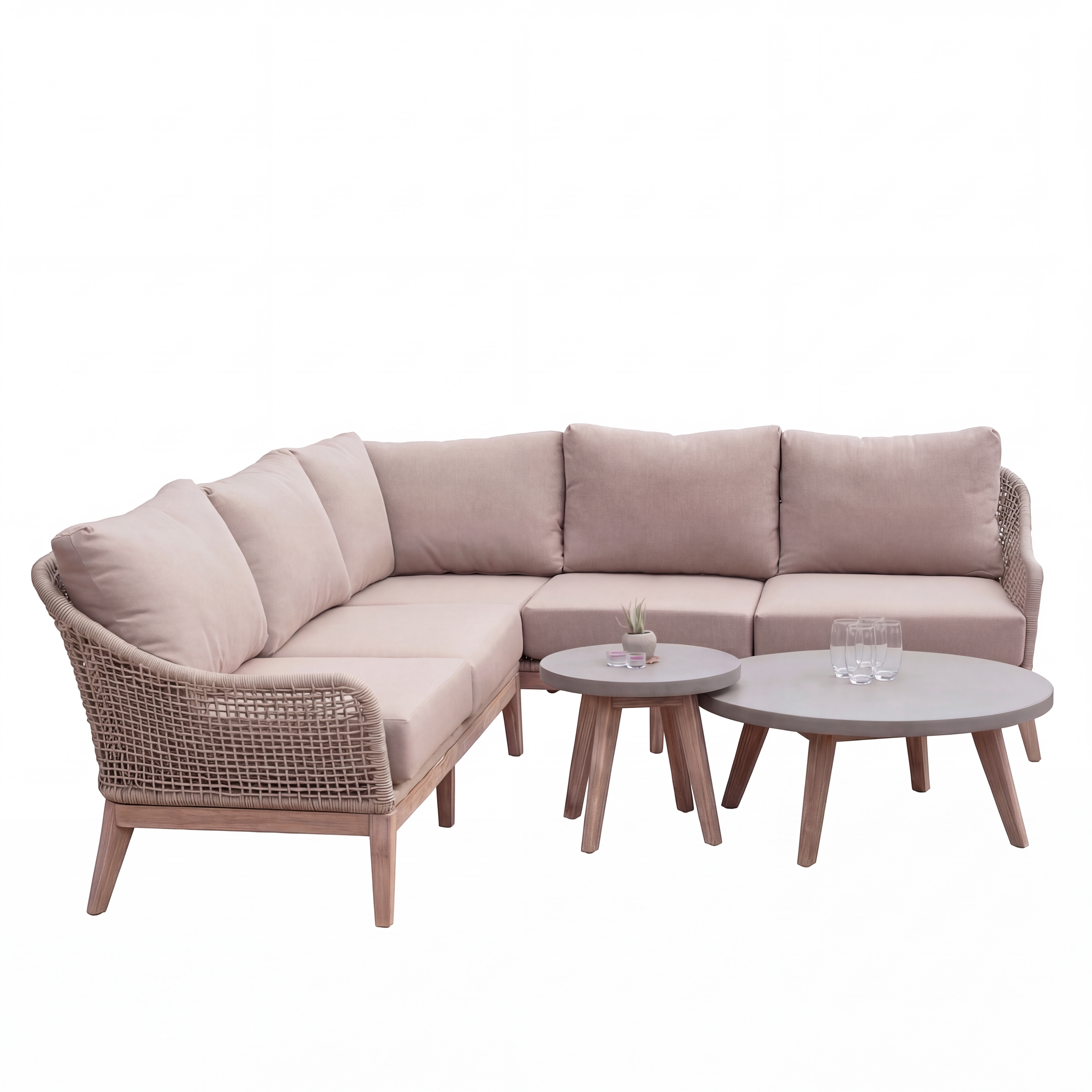 Nova - Summer Corner Sofa Lounging Set with Round Coffee Table & Side Table thumbnail 7